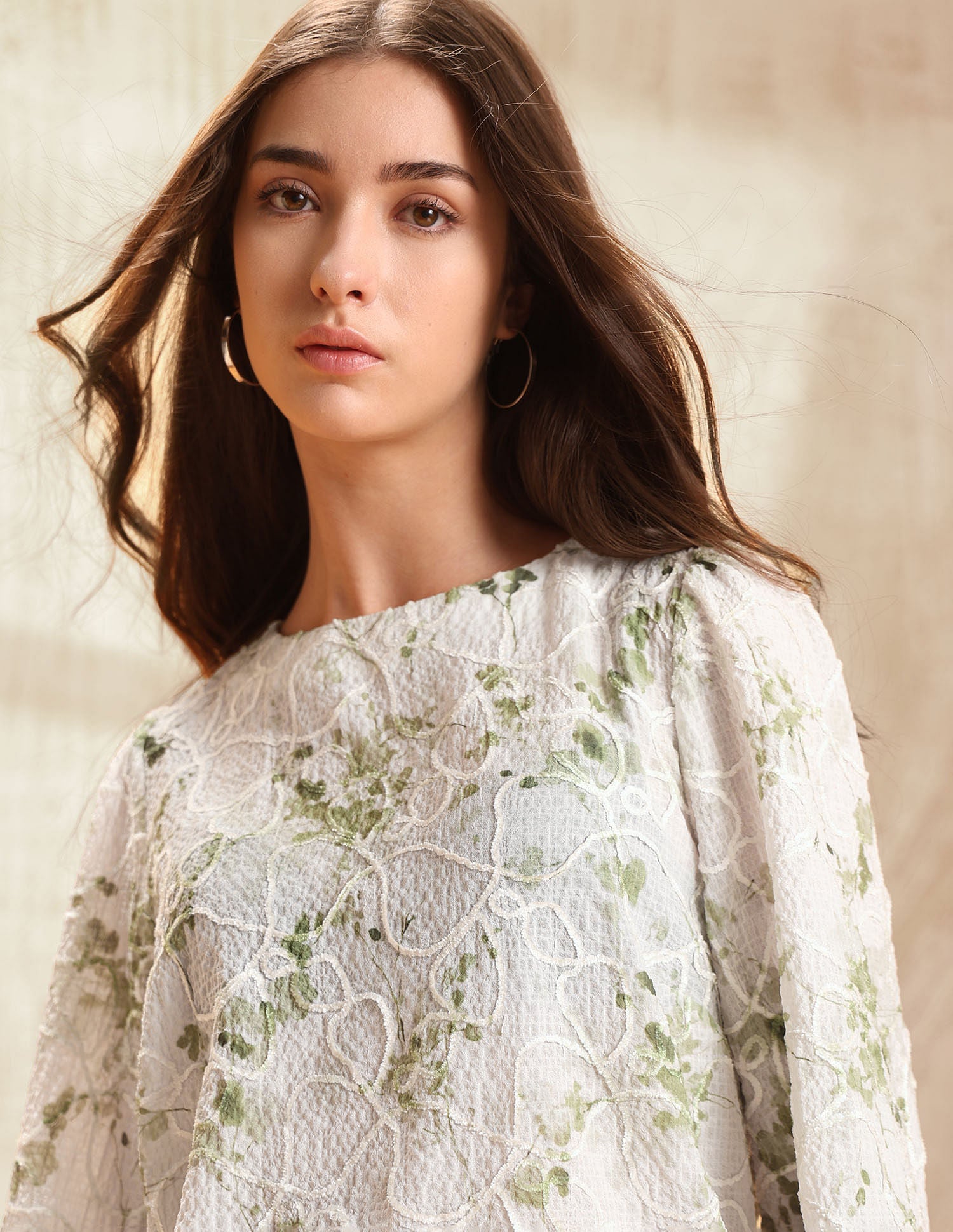 Floral Textured Top Olive - U.S. POLO ASSN. | Large