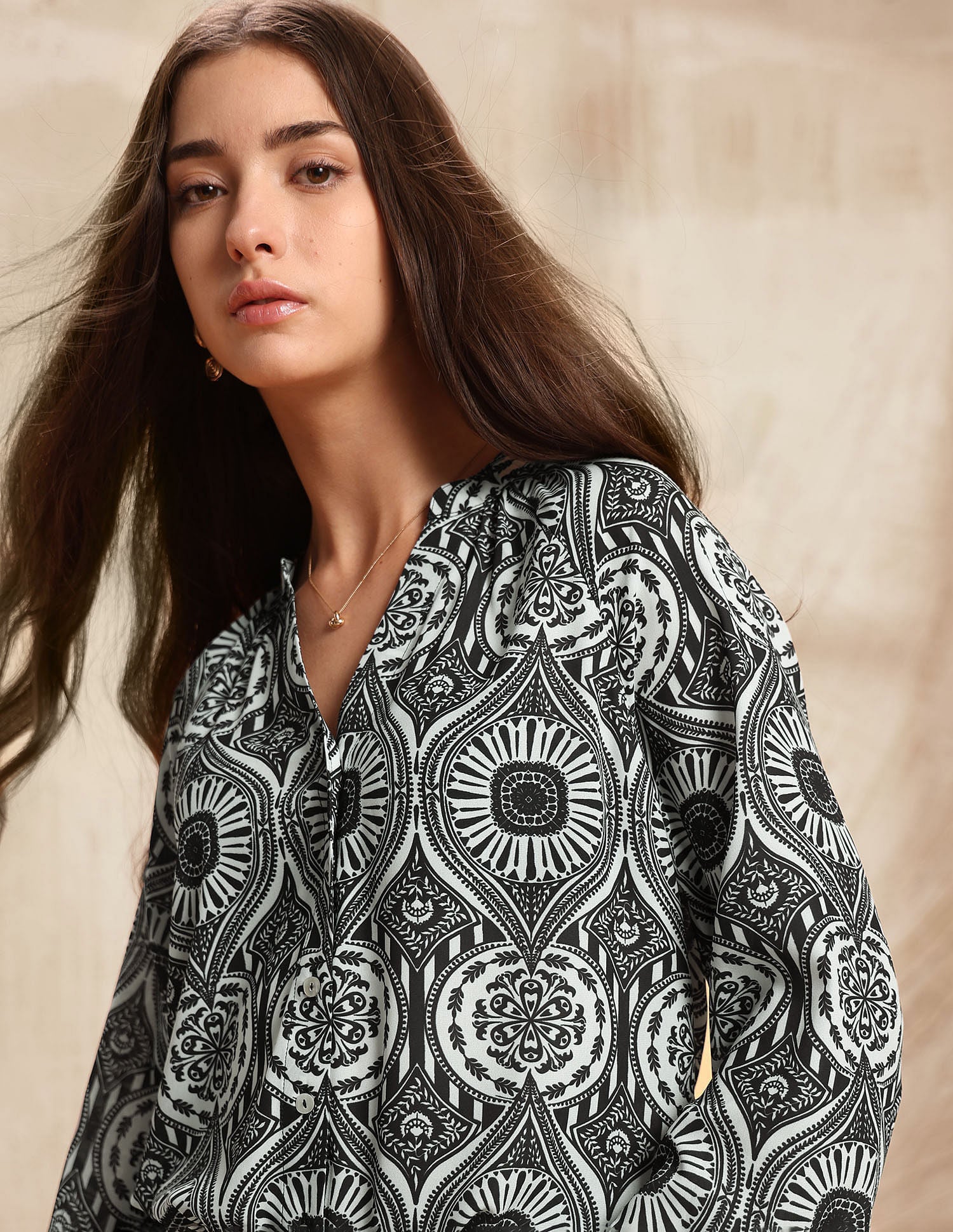 Relaxed Fit Abstract Printed Top Black - U.S. POLO ASSN. | Large