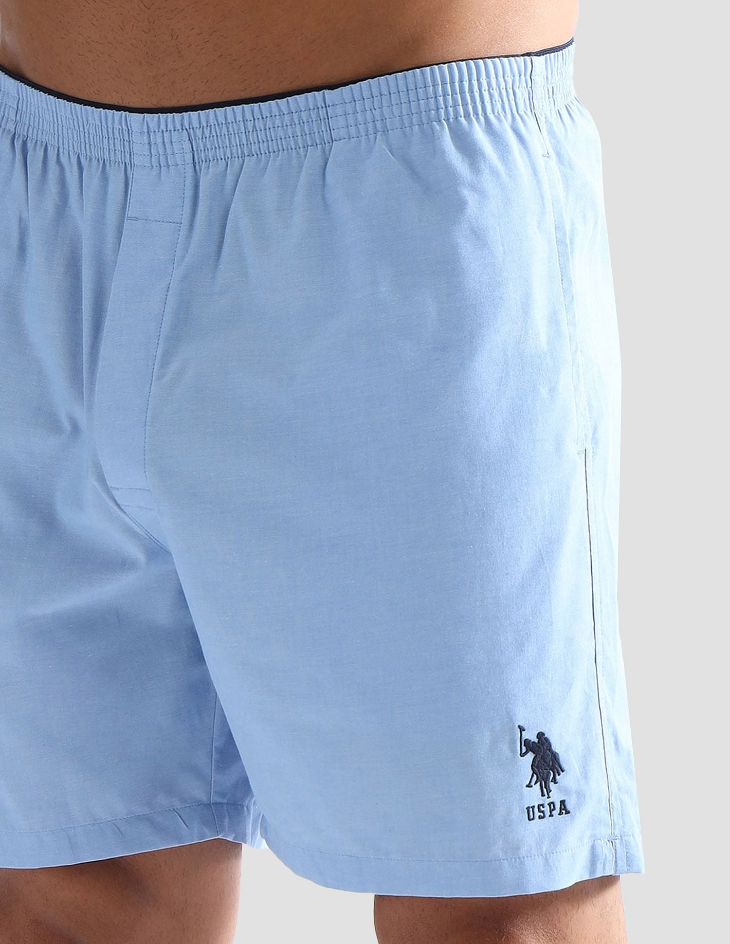 Pure Cotton EX003  Boxer Shorts - Pack of 1 Blue Chambray - U.S. POLO ASSN. | Large