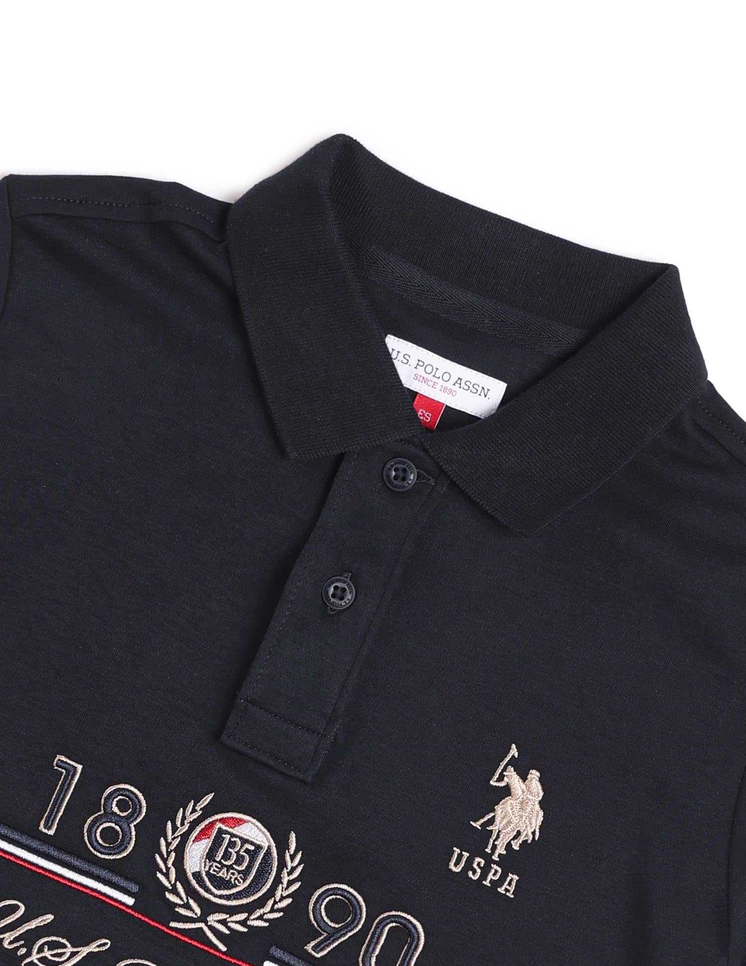 Boys Brand Printed Regular Fit Polo Shirt Navy - U.S. POLO ASSN. | Large