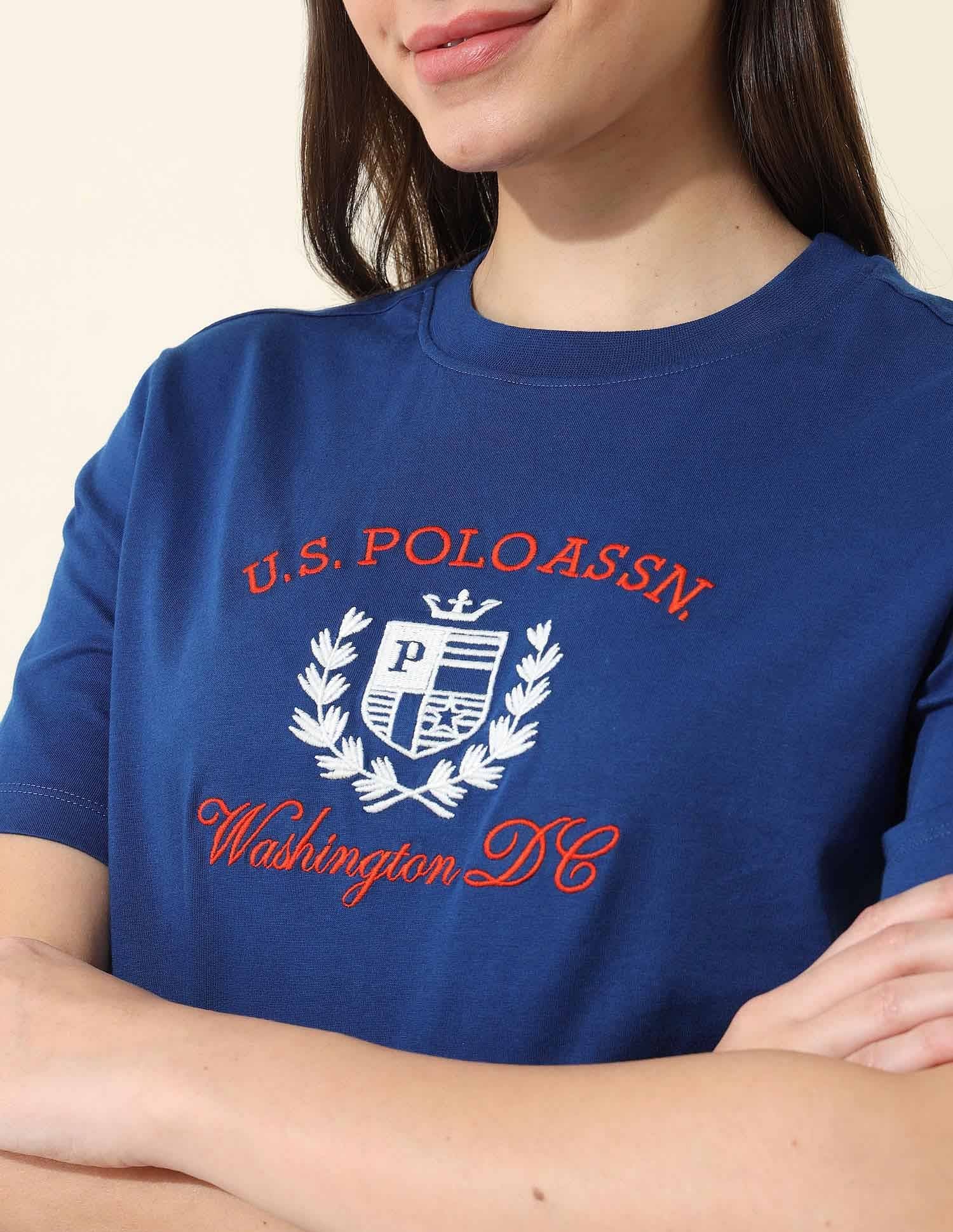 Boxy Fit Brand Embroidered T-Shirt Royal Blue - U.S. POLO ASSN. | Large