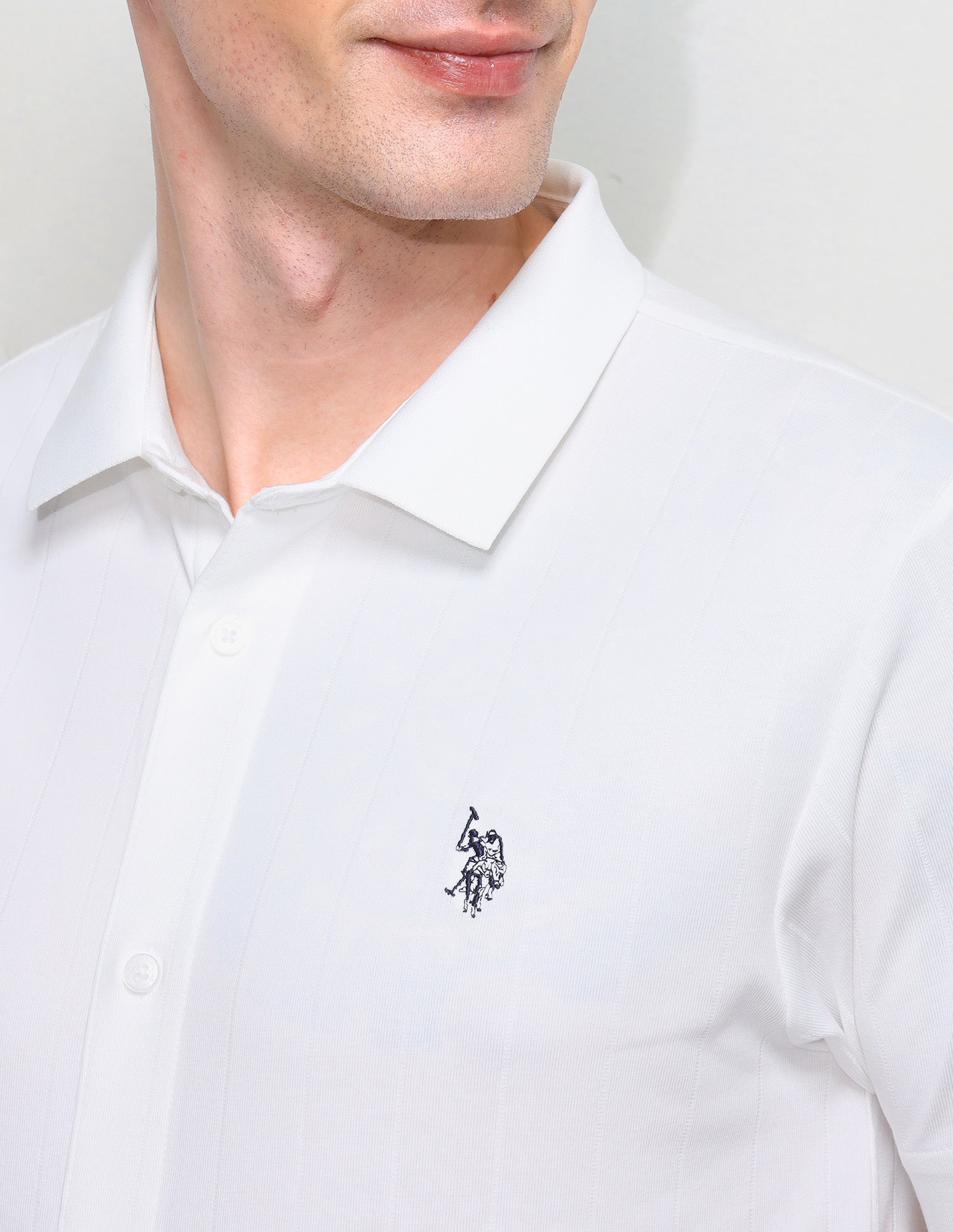 Seersucker Slim Fit Shirt White - U.S. Polo Assn. India | Large