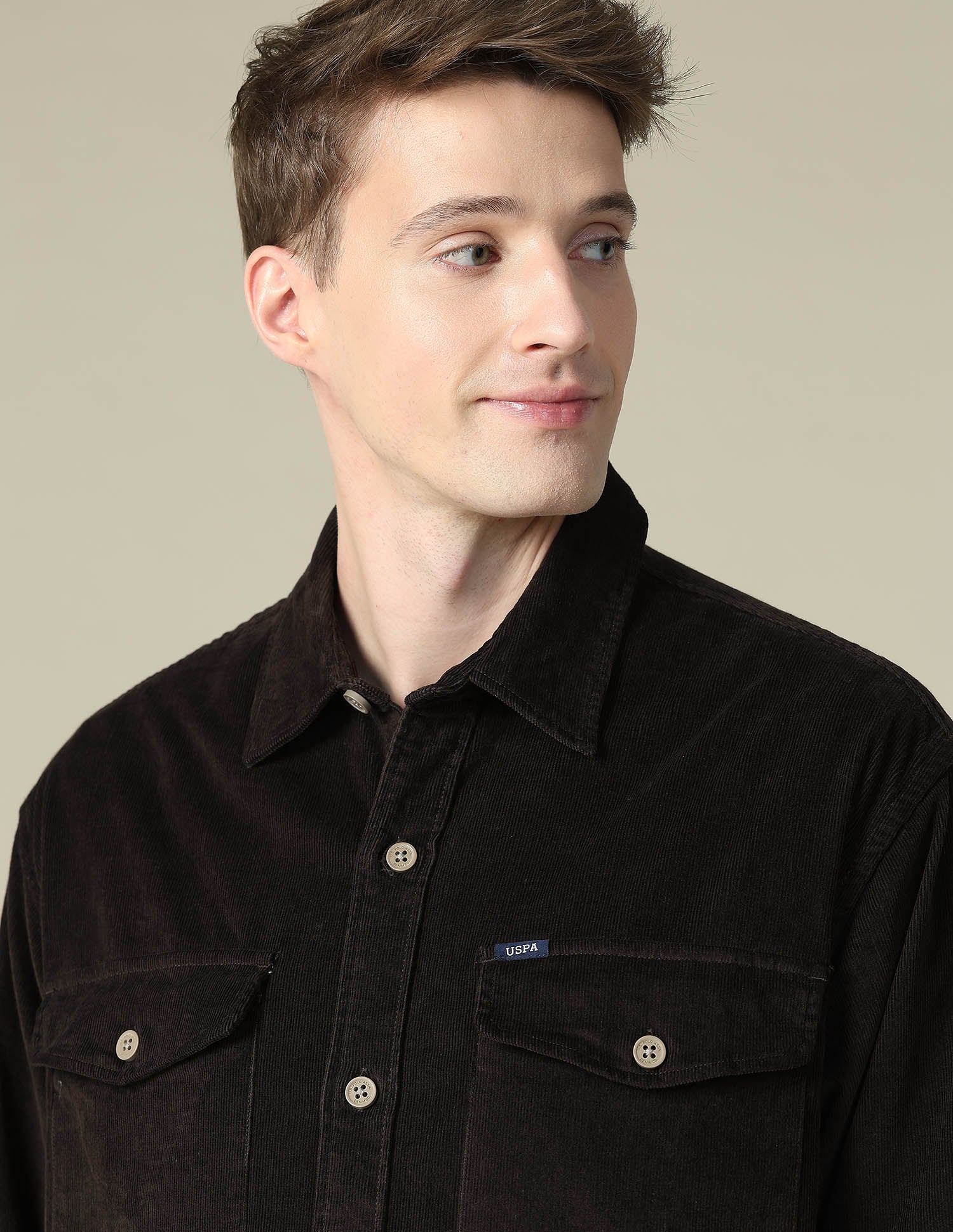 Corduroy Regular Fit Shacket Choco - U.S. Polo Assn. India | Large