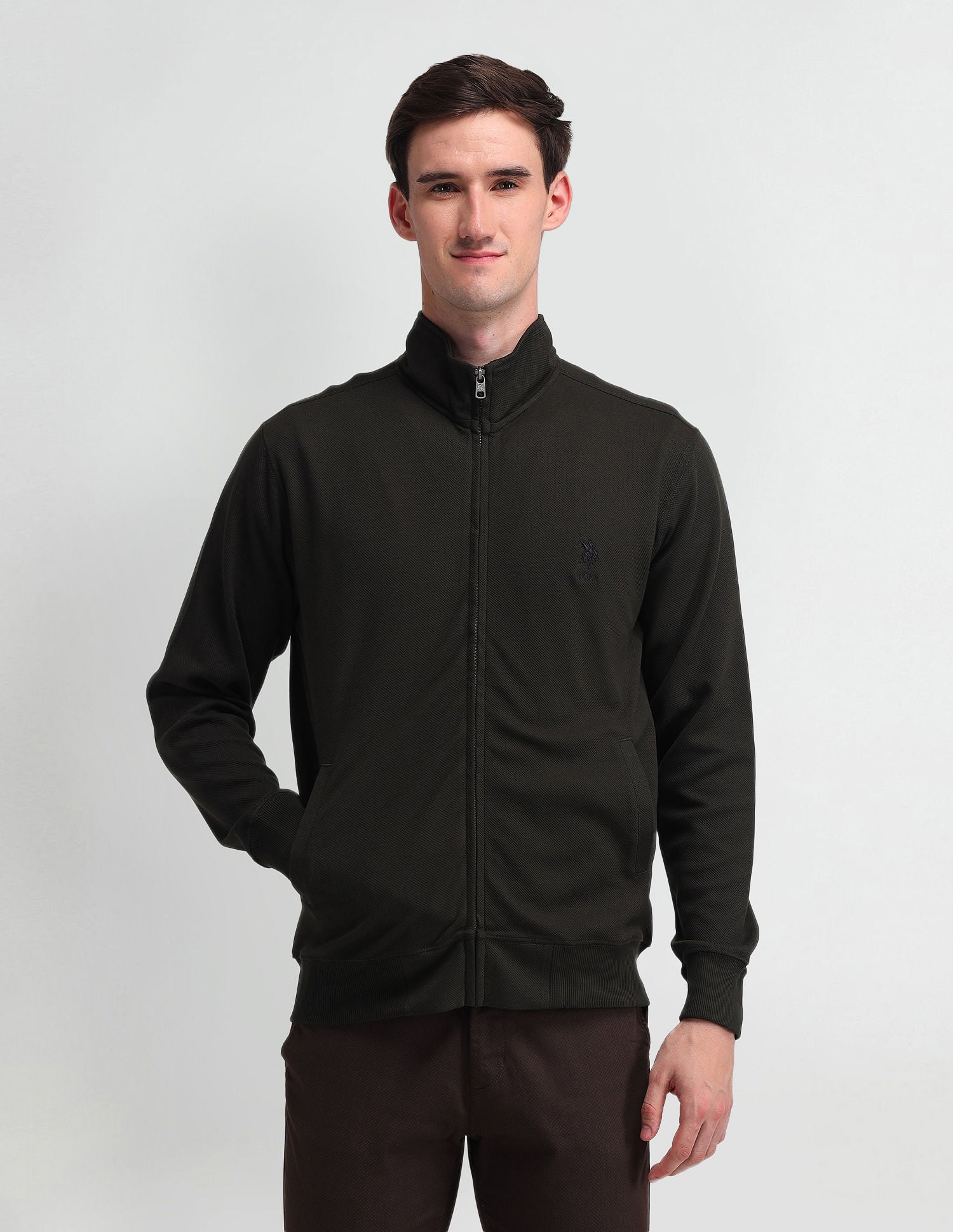 High Neck Slim Fit Sweatshirt Green - U.S. Polo Assn. India | Large