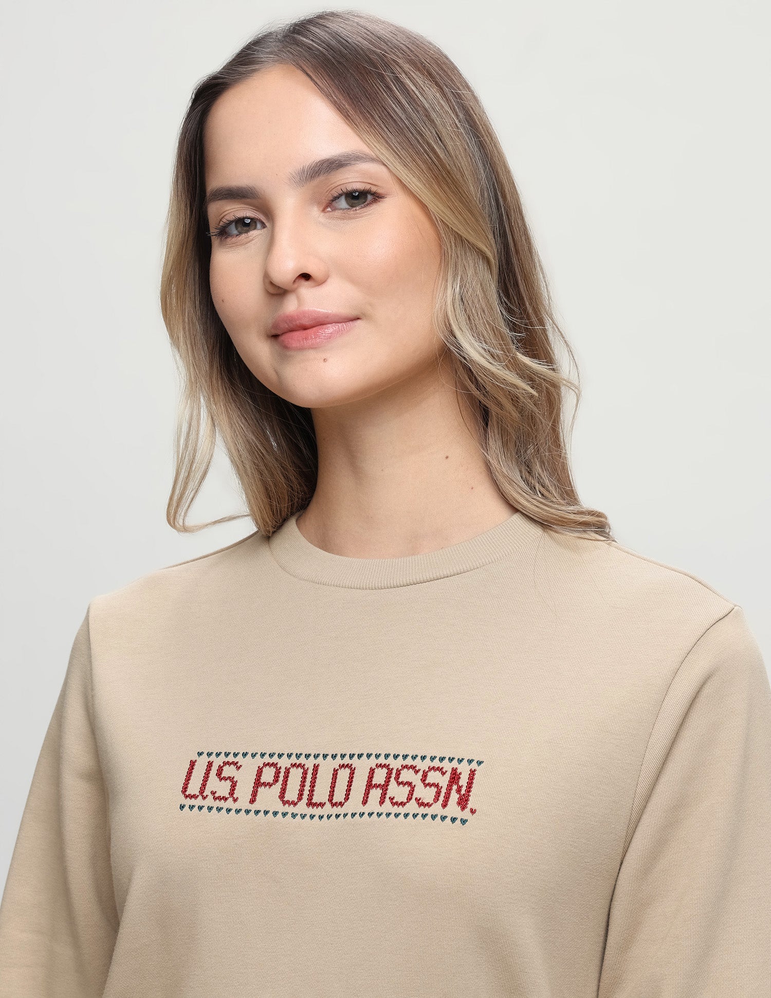 Brand Embroidered Regular Fit Sweatshirt Ecru - U.S. Polo Assn. India | Large