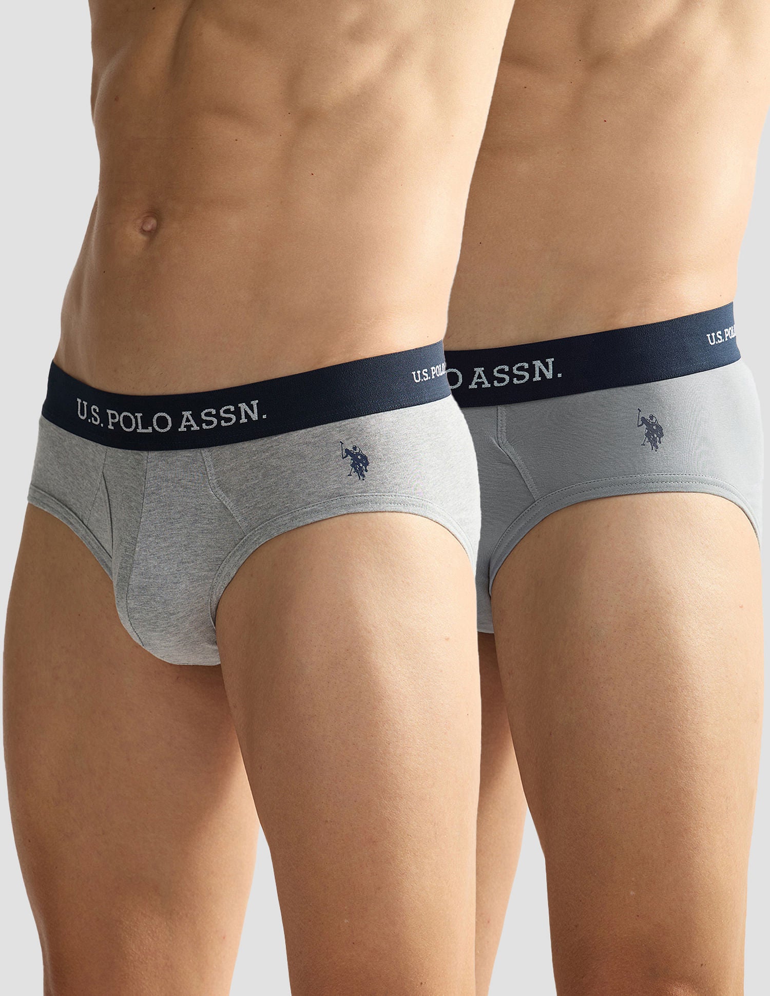 Elasticized Waist OEB11 Briefs - Pack Of 2 Weathervane and Grey Melange - U.S. POLO ASSN. | Large