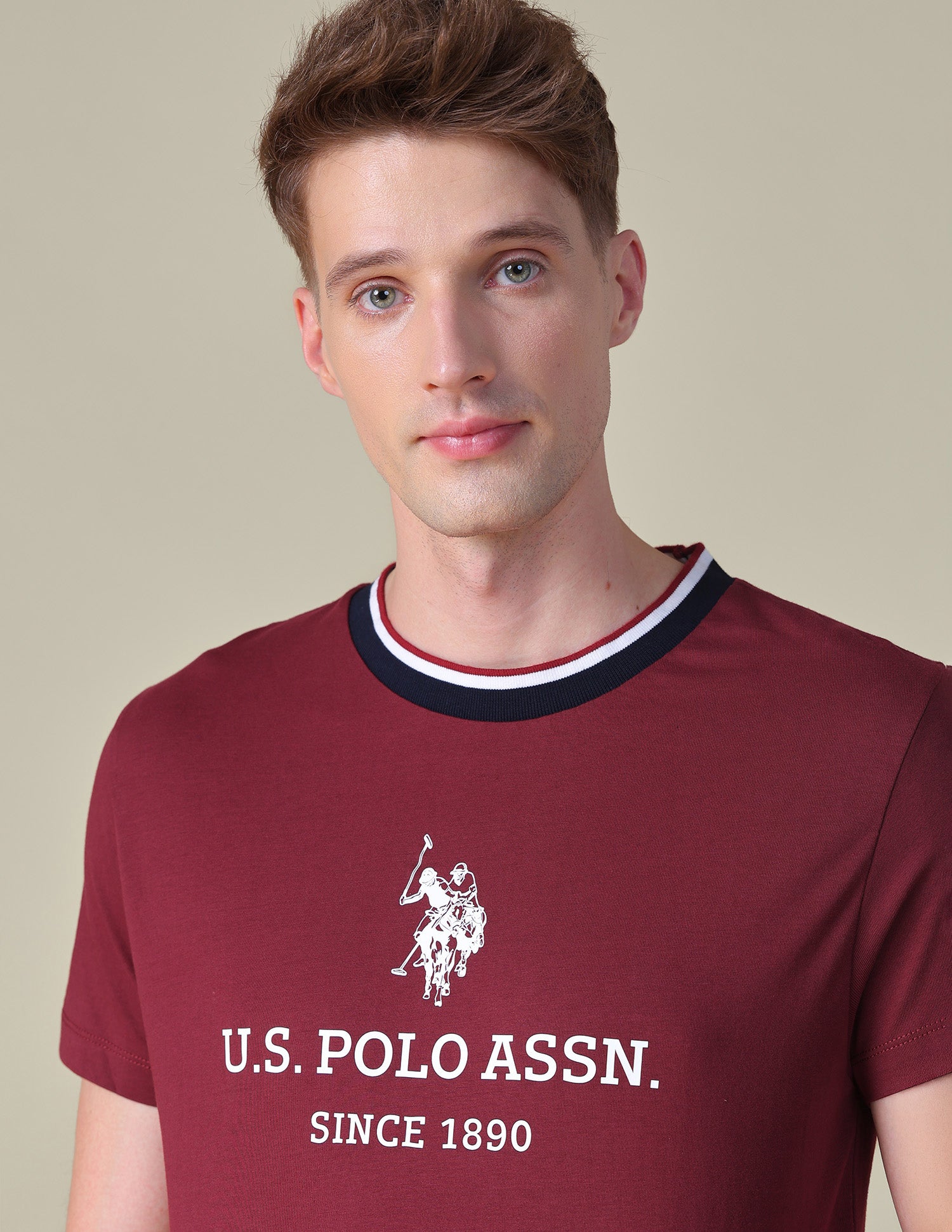 Brand Printed Slim Fit T-Shirt Maroon - U.S. POLO ASSN. | Large