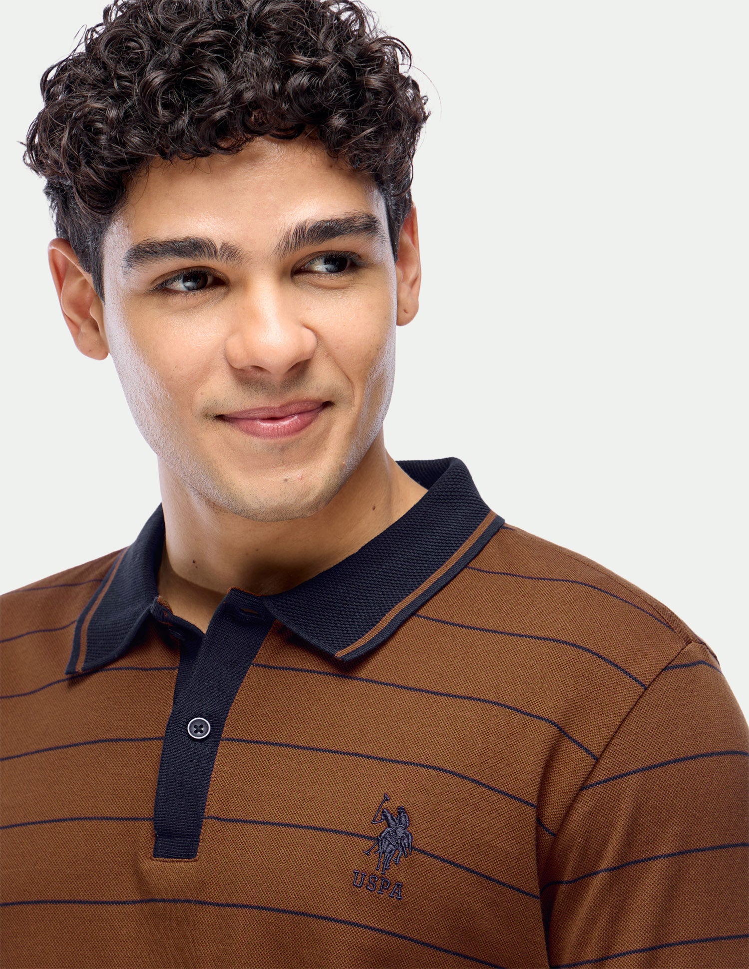 Slim Fit Horizontal Striped Polo Shirt Brown - U.S. Polo Assn. India | Large