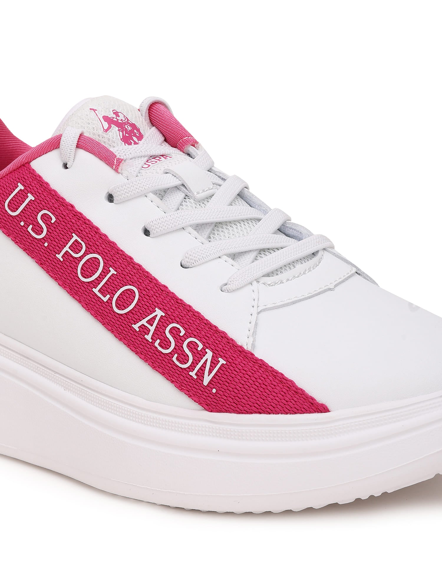 Women Brand Tape Lianna Sneakers White and Pink - U.S. Polo Assn. India | Large