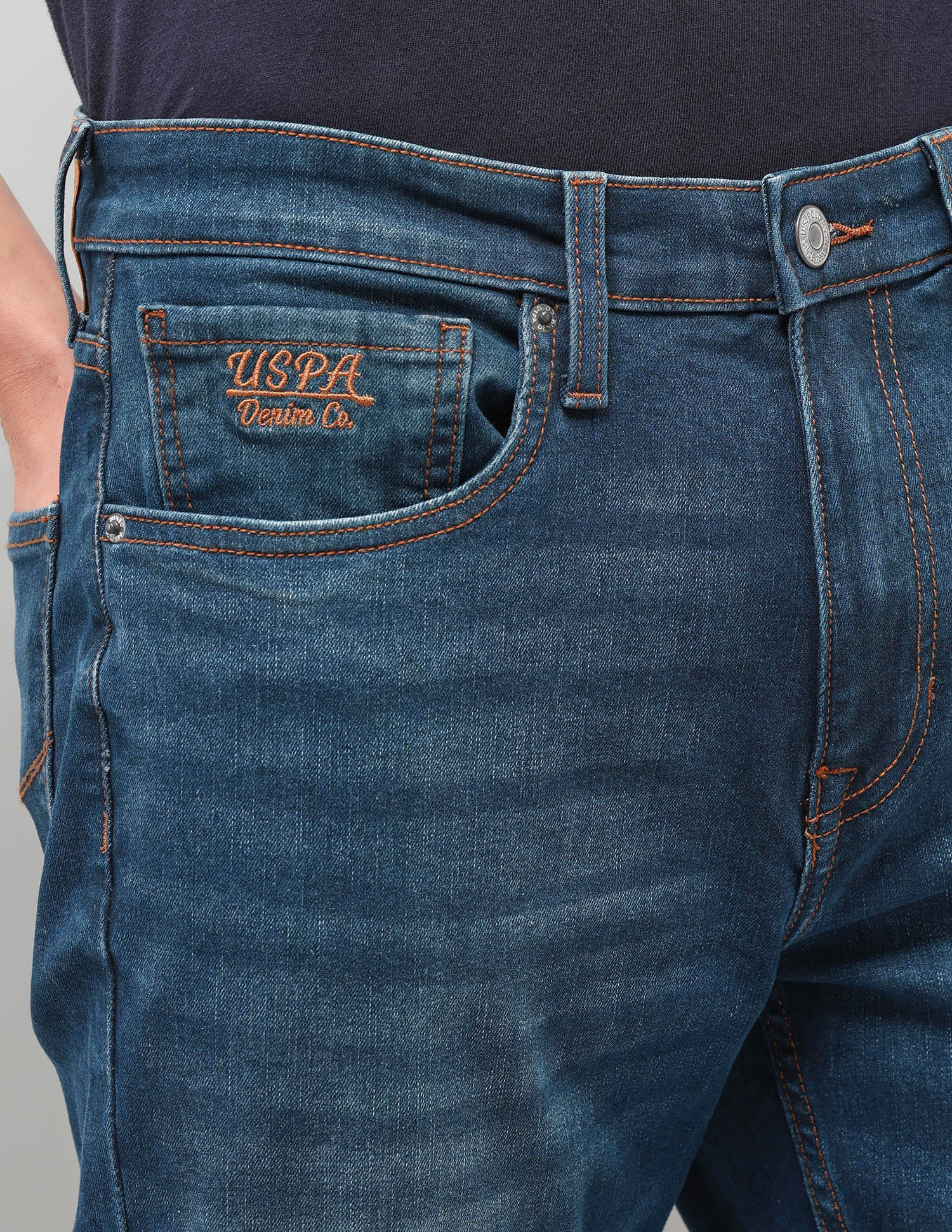 Solid Slim Fit Jeans Blue - U.S. Polo Assn. India | Large