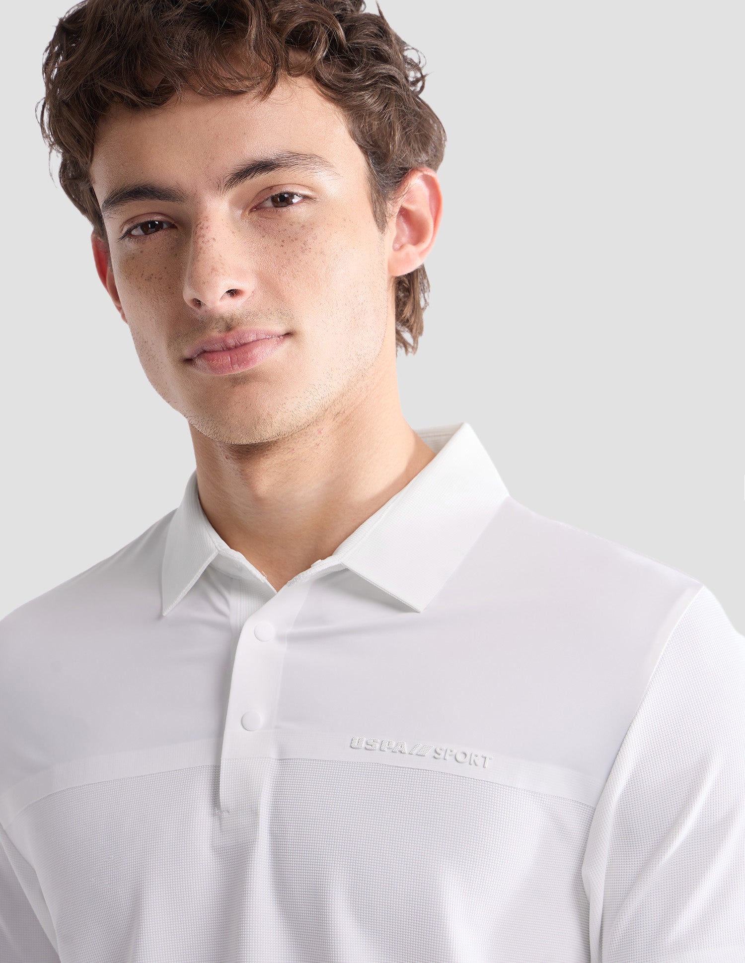 Textured Slim Fit Active Polo Shirt Off White - U.S. Polo Assn. India | Large