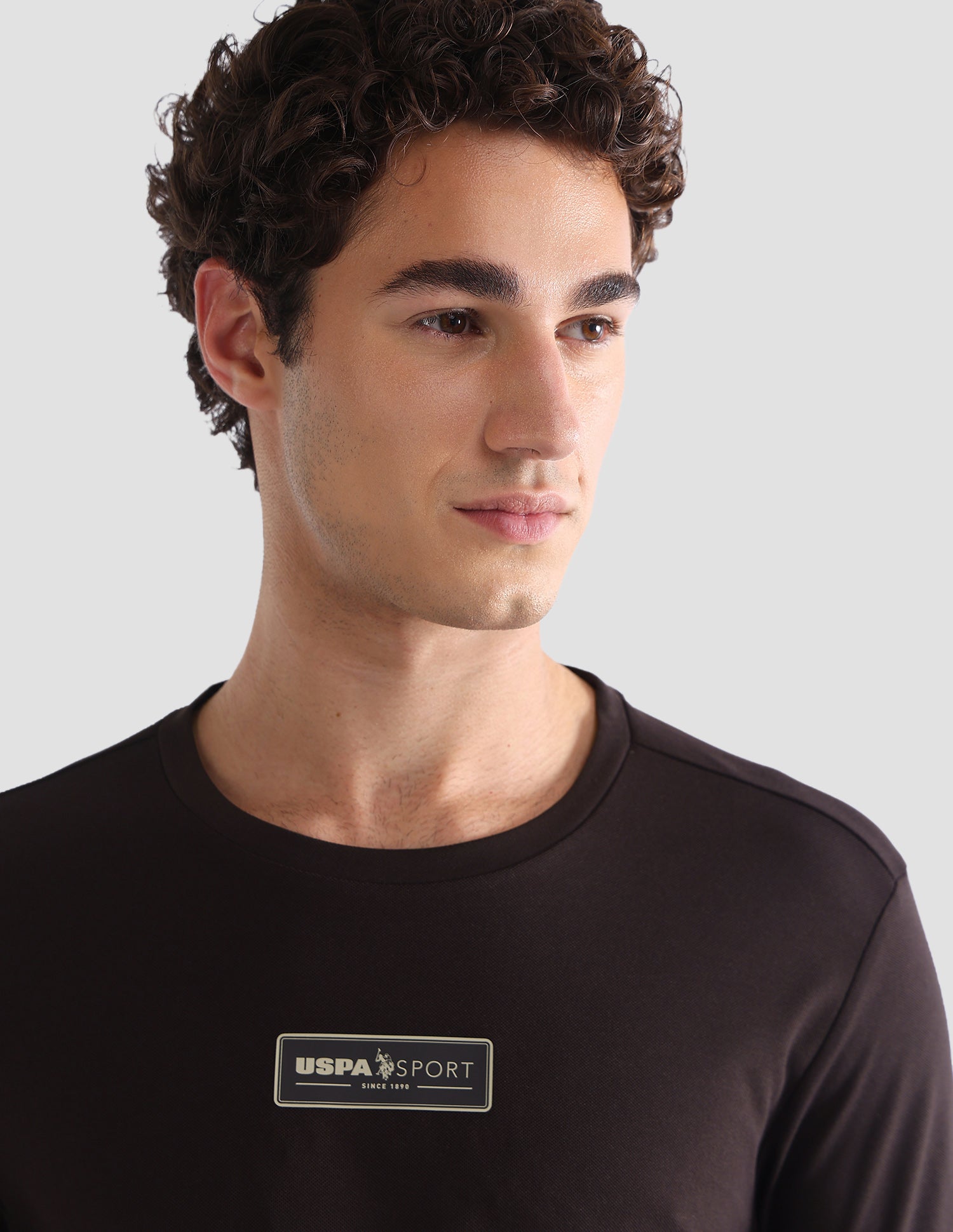 Solid Slim Fit Active T-Shirt Dark Brown - U.S. Polo Assn. India | Large