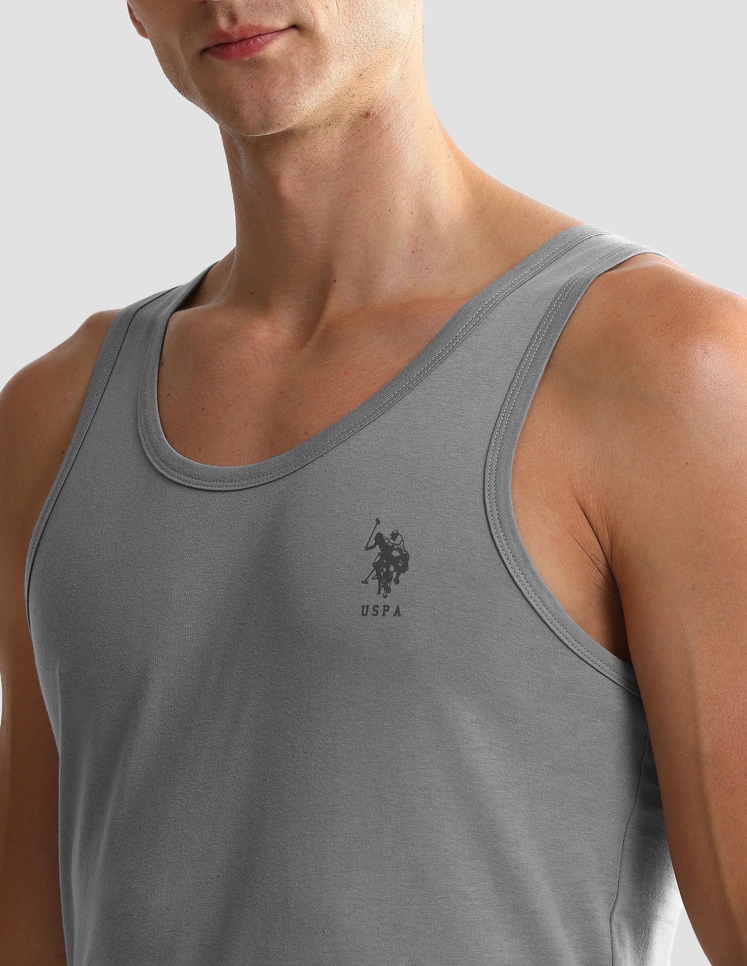 Solid Cotton OEV05 Vest - Pack Of 2 Grey Grey - U.S. POLO ASSN. | Large