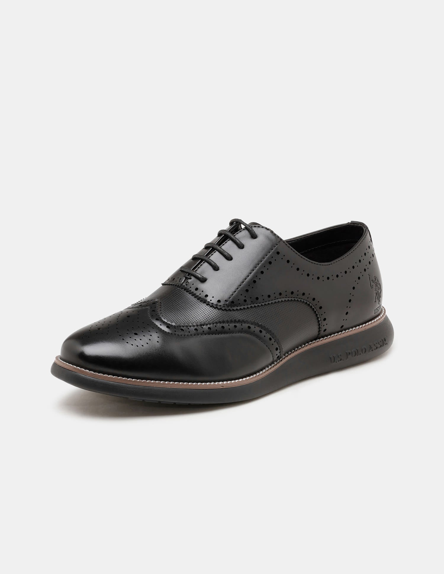 Round Toe Wingtip Marco 2.0 Brogues Black - U.S. Polo Assn. India | Large