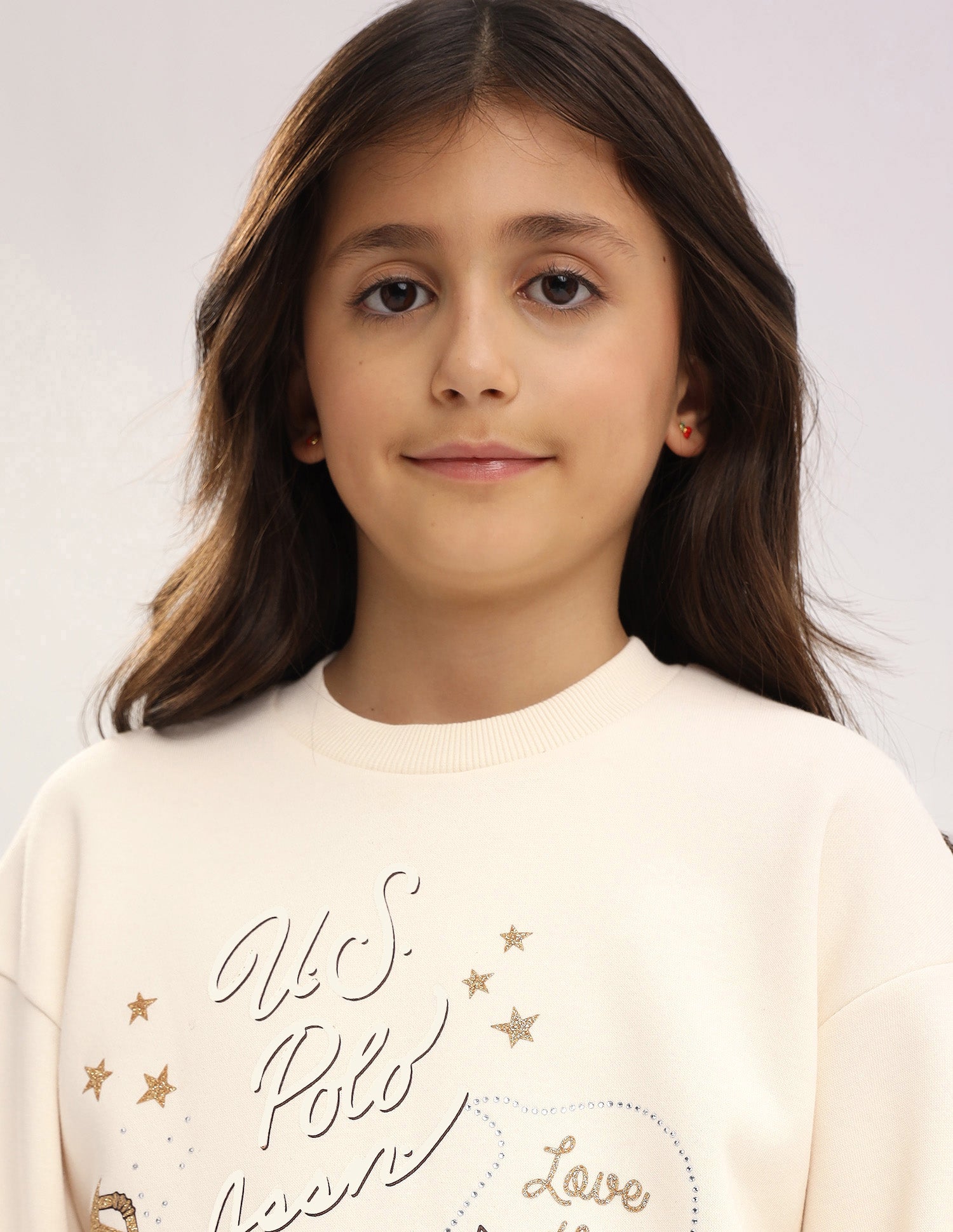 Brand Embellished Regular Fit Sweatshirt Beige - U.S. POLO ASSN. | Large