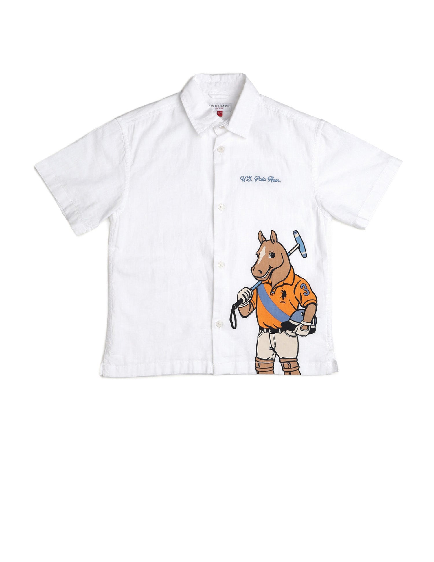 Boys Graphic Printed Pure Cotton Shirt White - U.S. POLO ASSN. | Large