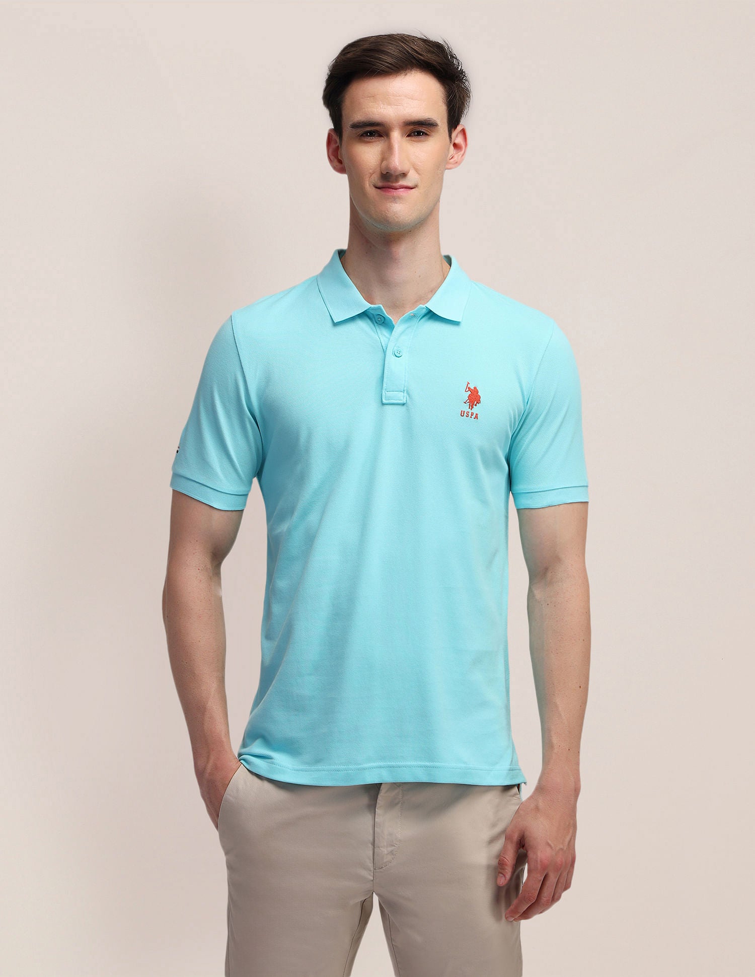 Solid Slim Fit Polo Shirt Blue - U.S. POLO ASSN. | Large