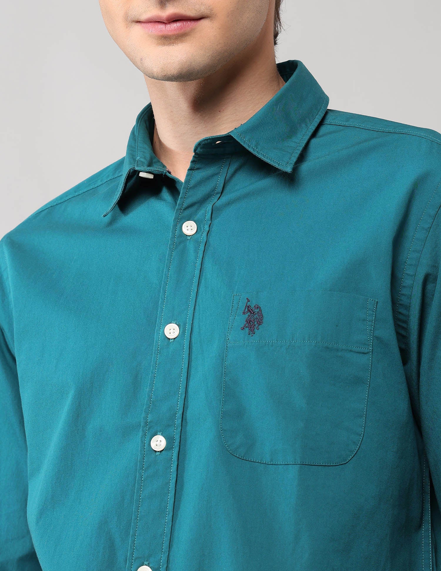Pure Cotton Regular Fit Shirt Teal - U.S. Polo Assn. India | Large
