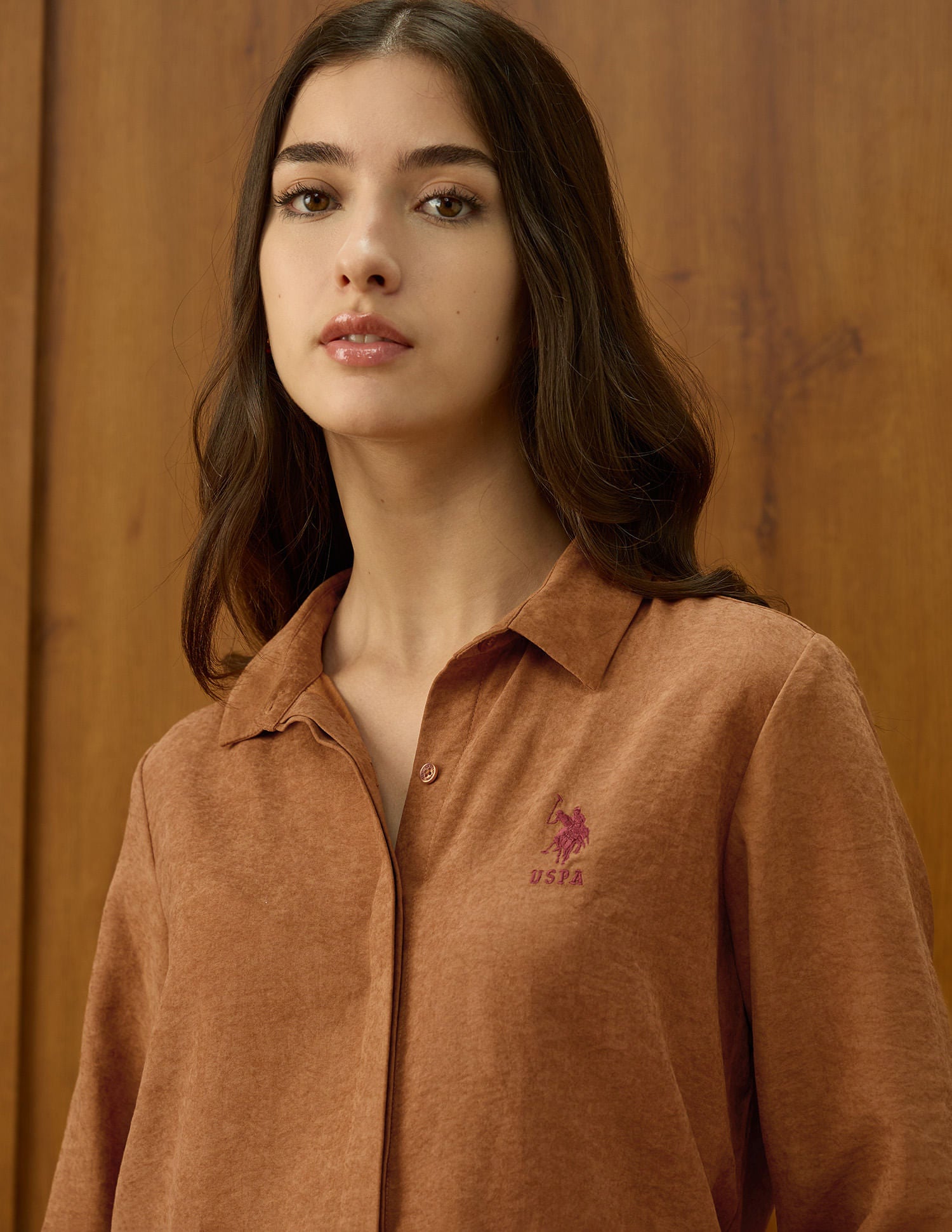 Regular Fit Solid Shirt Brown - U.S. POLO ASSN. | Large