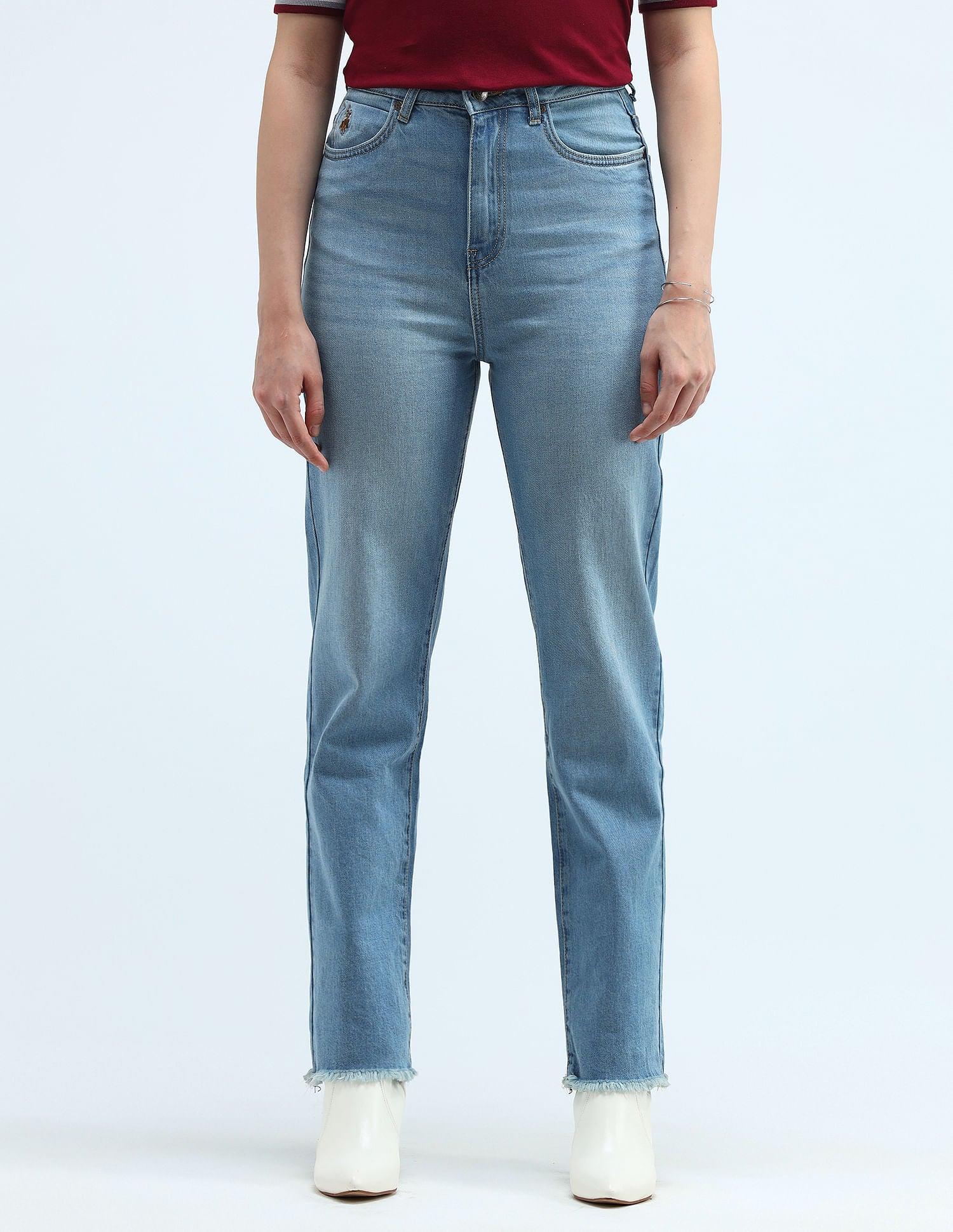 High Rise Straight Fit Jeans Light Blue - U.S. POLO ASSN. | Large