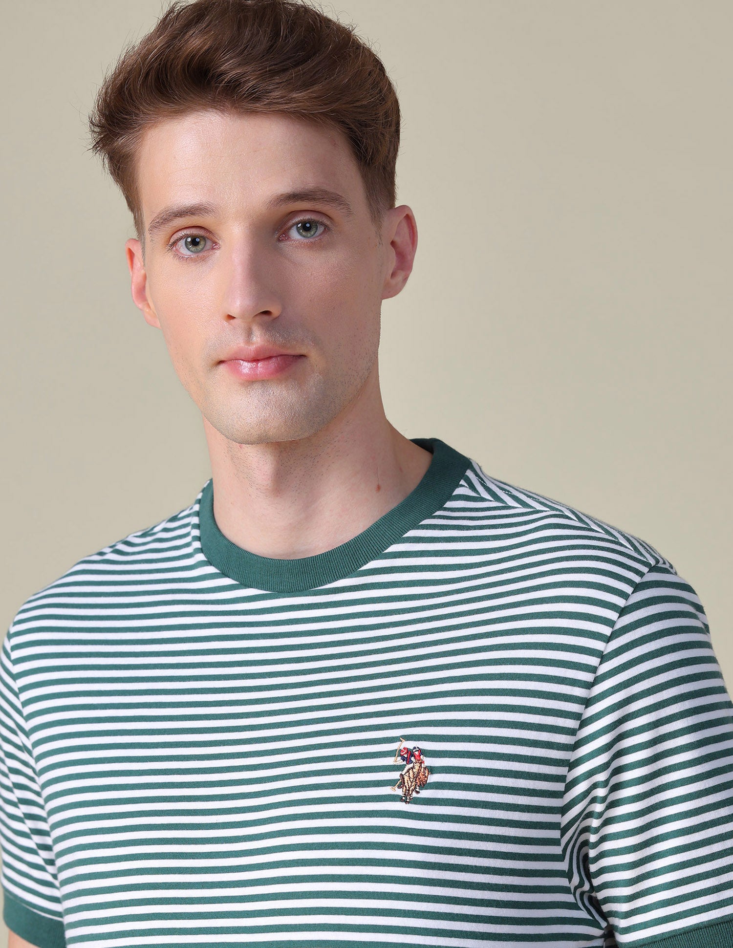 Horizontal Striped Slim Fit T-Shirt Dark Green - U.S. POLO ASSN. | Large