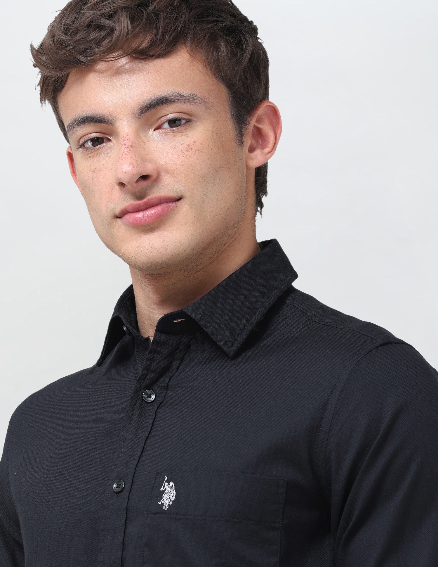 Solid Tailored Fit Shirt Black - U.S. Polo Assn. India | Large