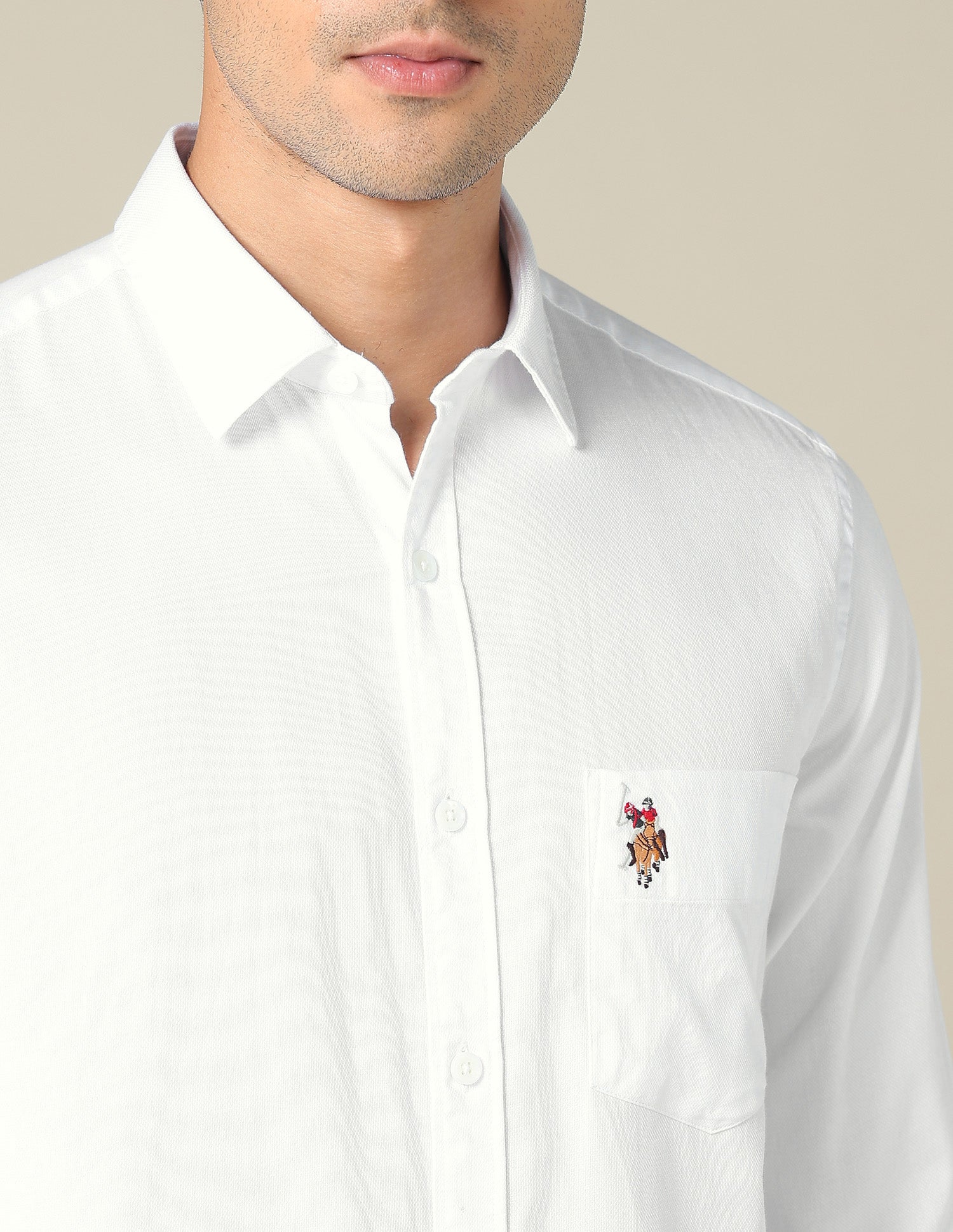 Tailored Fit Dobby Shirt White - U.S. POLO ASSN. | Large
