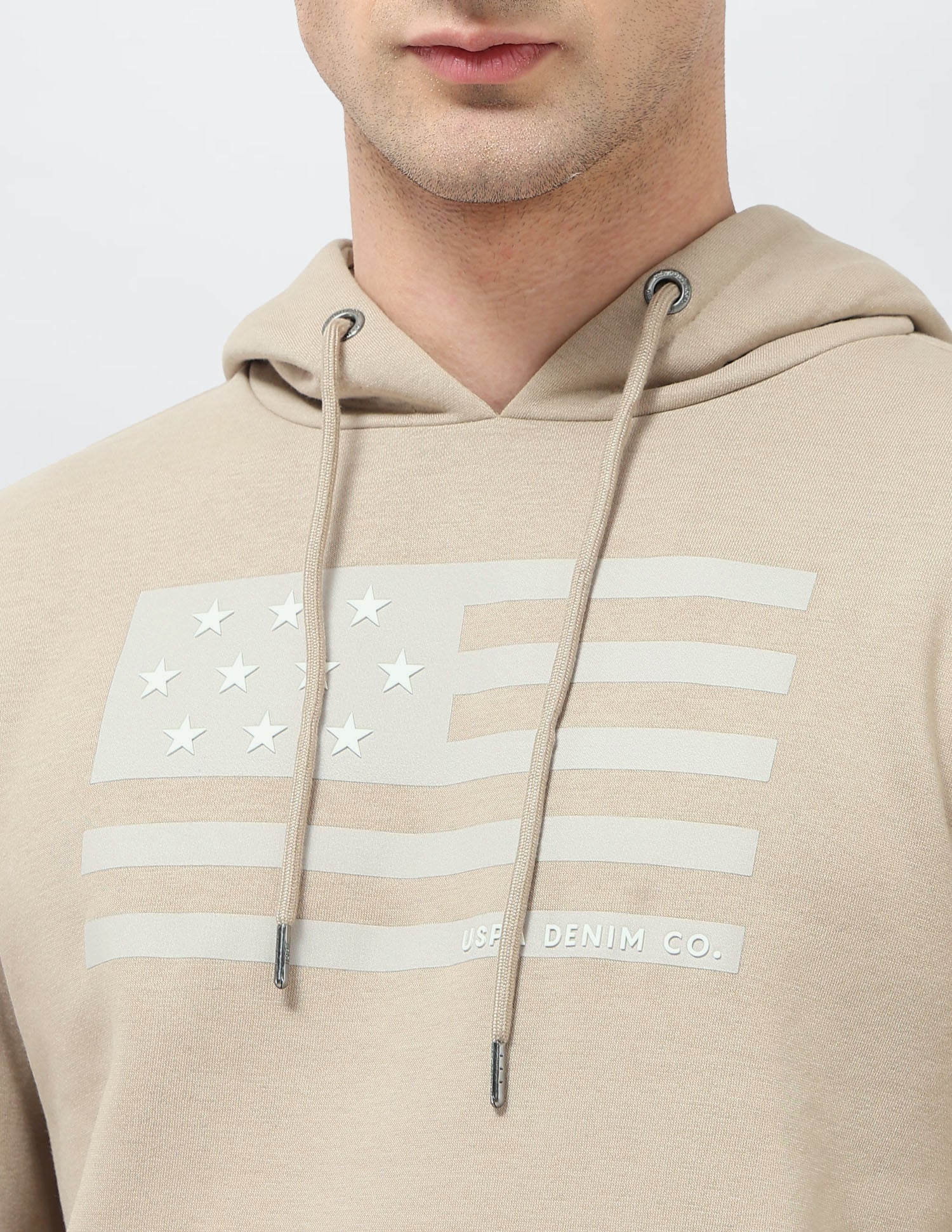 Graphic Printed Regular Fit Sweatshirt Beige - U.S. POLO ASSN. | Large