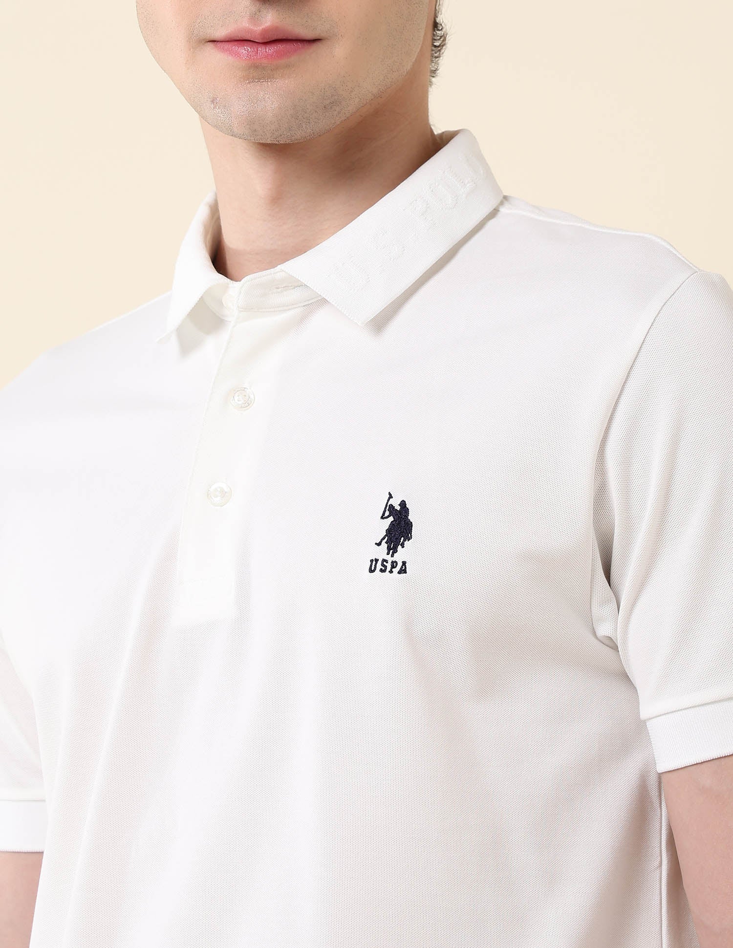 Solid Pure Cotton Core Polo Shirt White - U.S. Polo Assn. India | Large