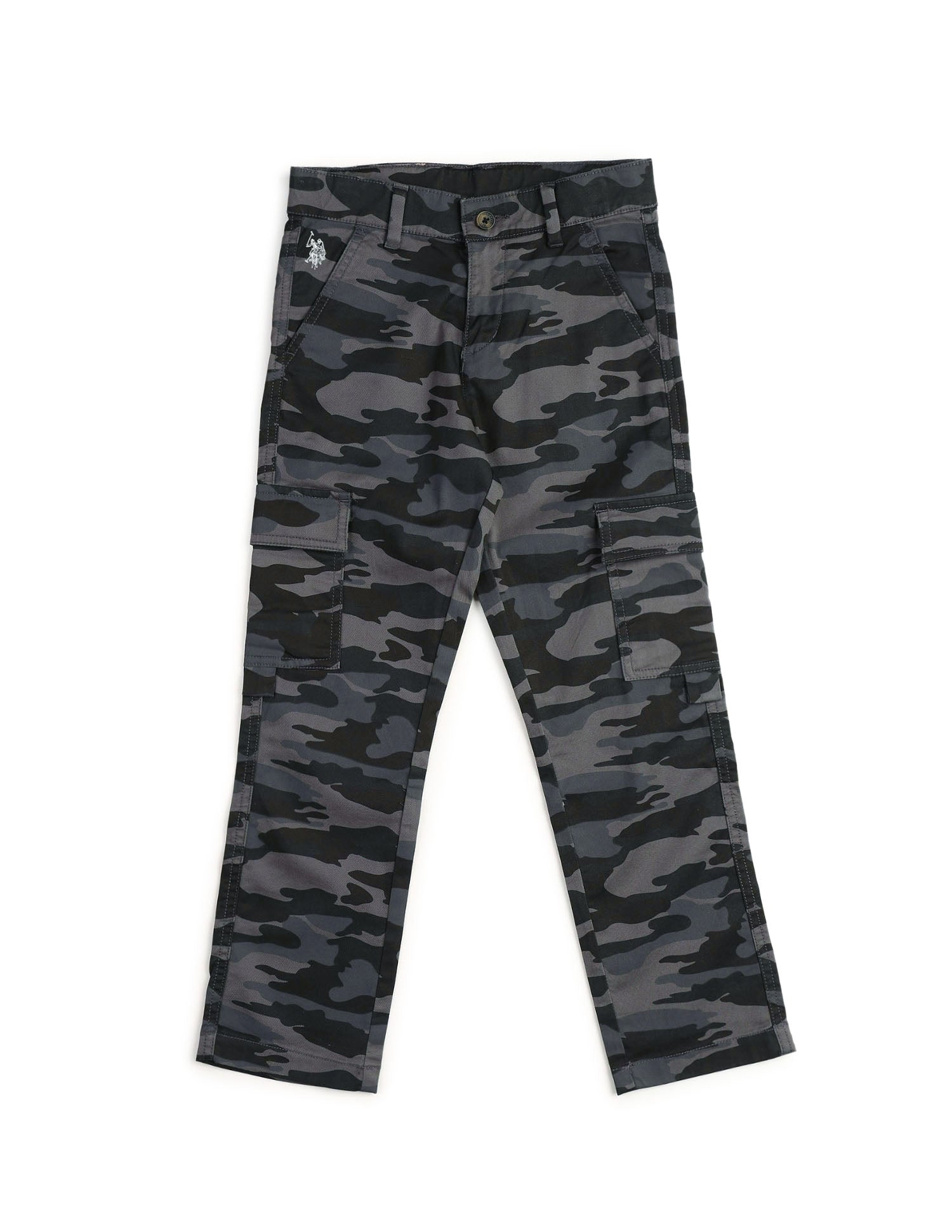Boys Camouflage Printed Regular Fit Cargos Grey - U.S. POLO ASSN. | Large