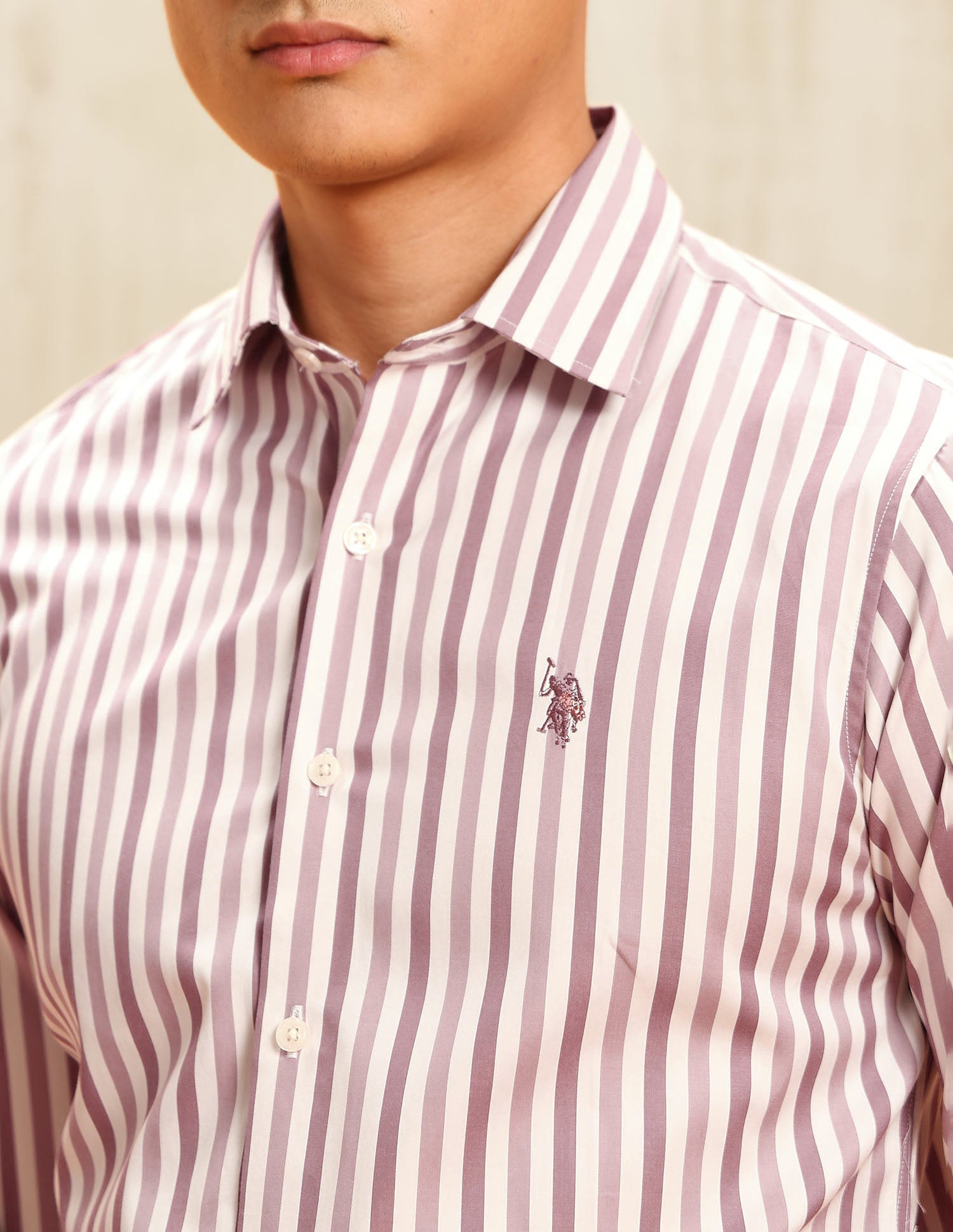 Poplin Vertical Striped Shirt Pink - U.S. POLO ASSN. | Large