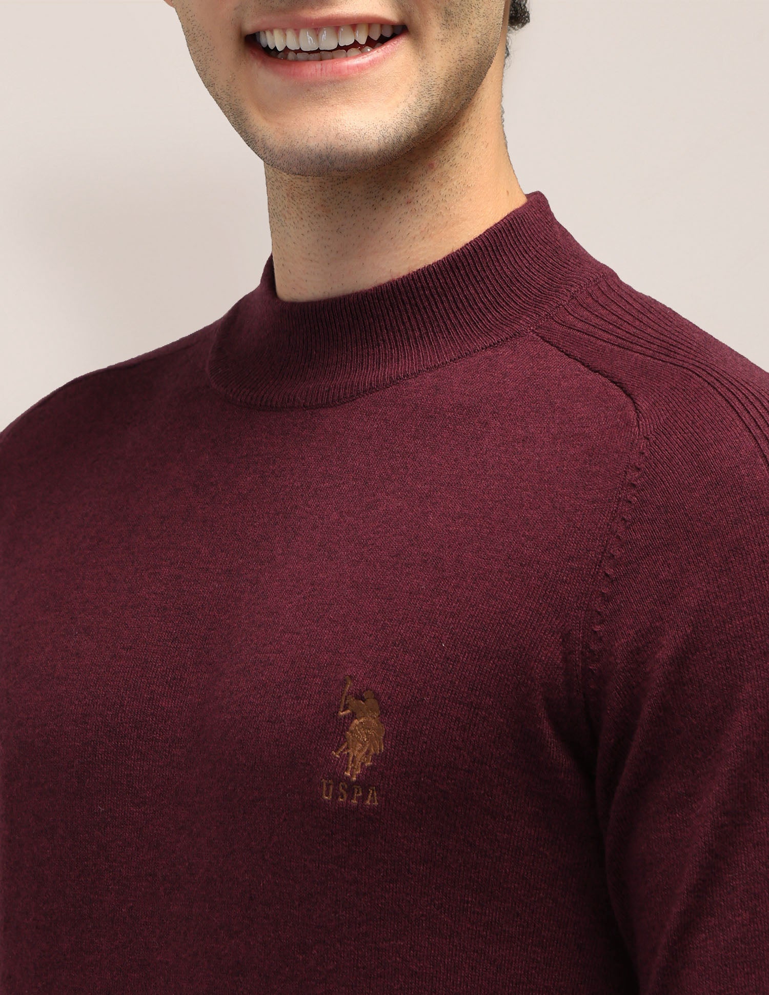 Solid Regular Fit Sweater Red - U.S. Polo Assn. India | Large