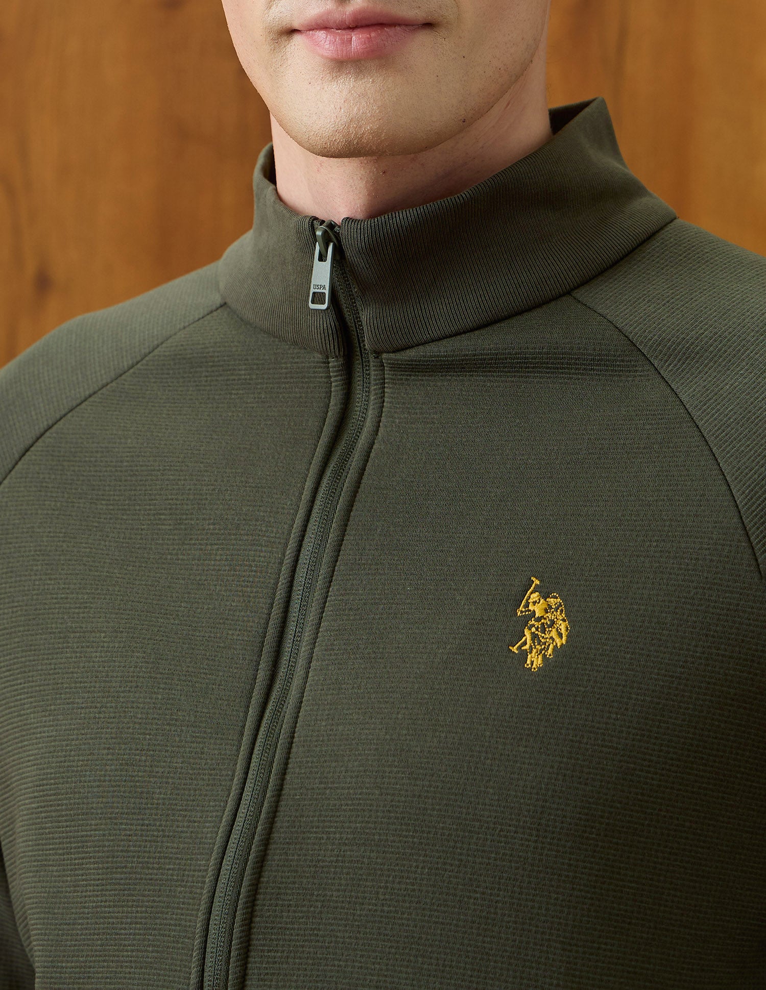 Equestrian Aisle Theater Textured Sweatshirt Olive - U.S. POLO ASSN. | Large