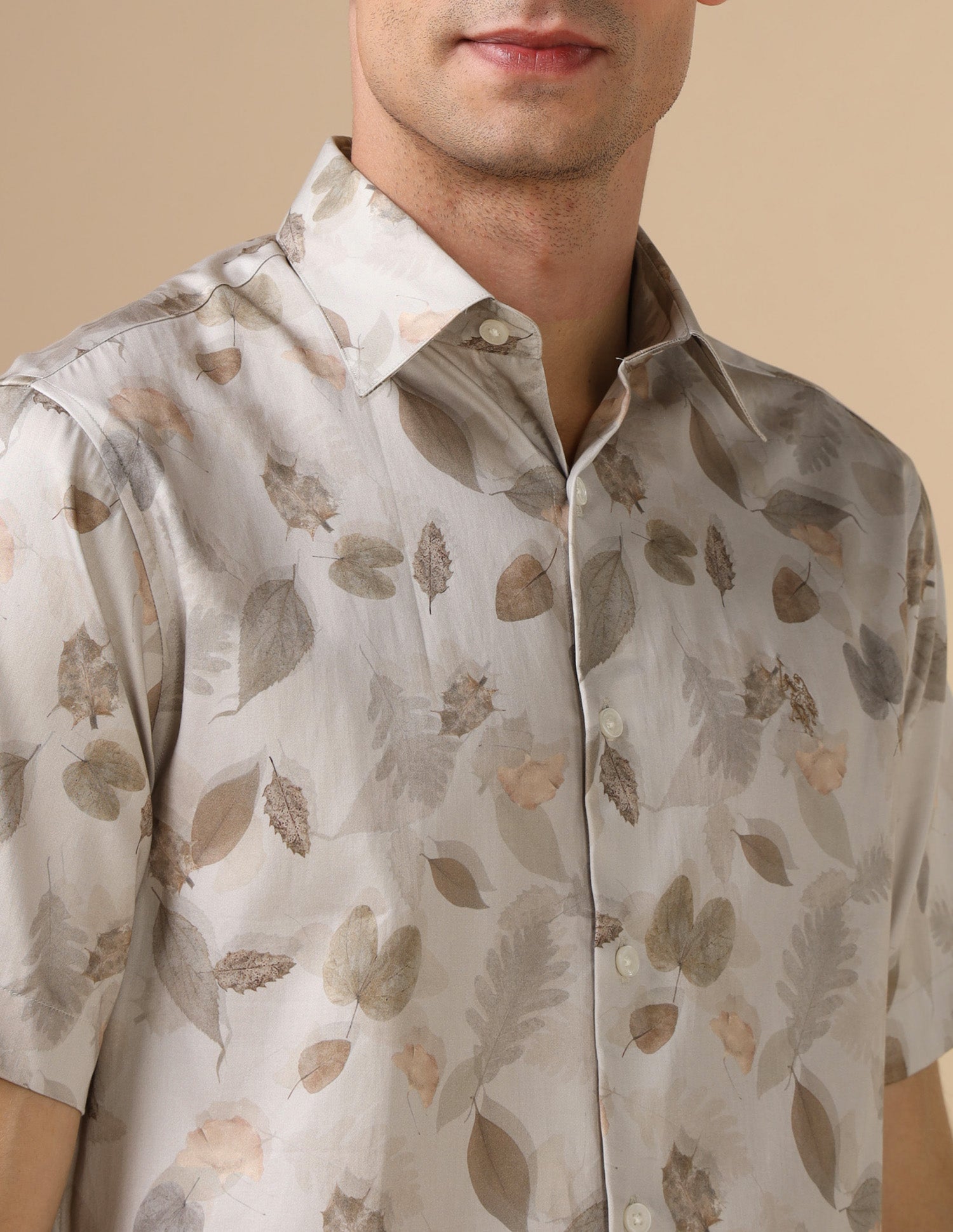 Tailored Fit Satin Shirt Beige - U.S. POLO ASSN. | Large