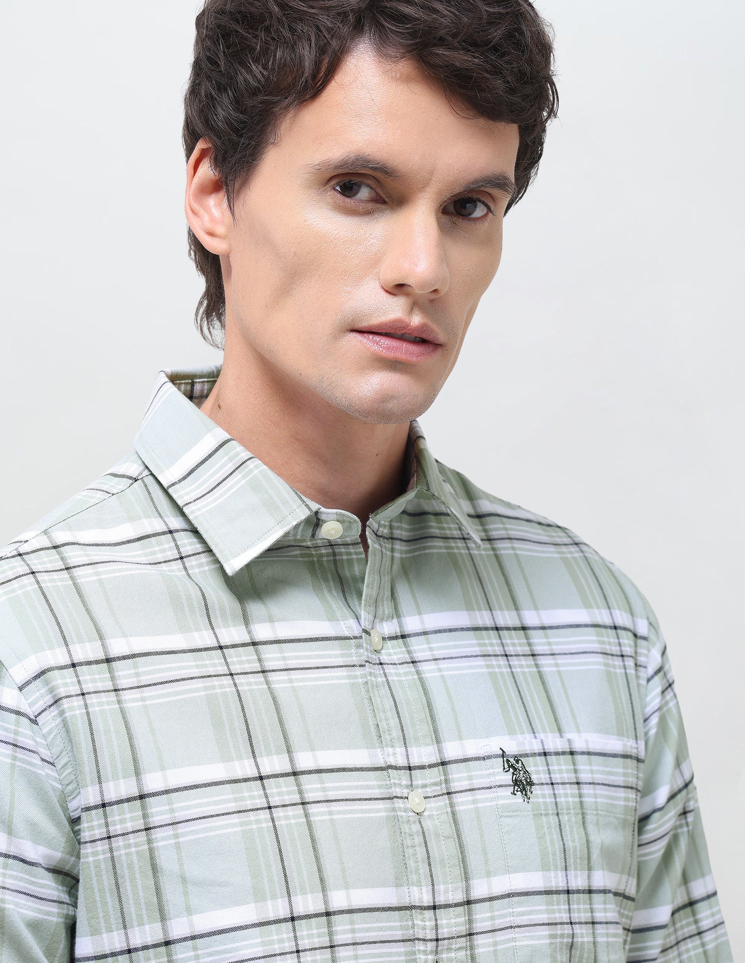 Oxford Tartan Checked Shirt Light Green - U.S. Polo Assn. India | Large