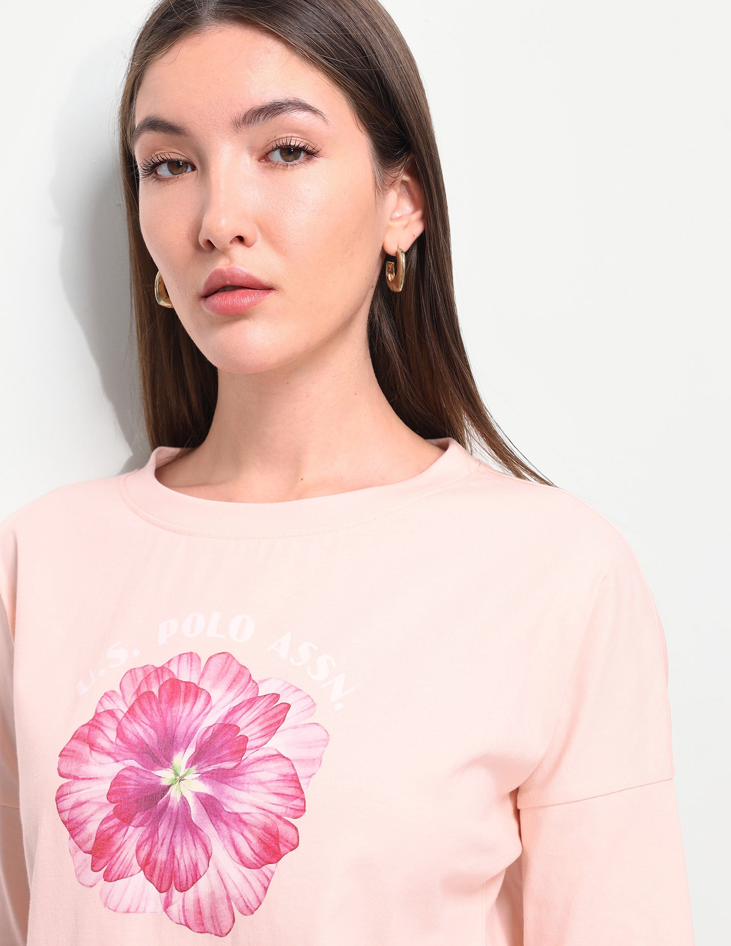 Brand Printed Relaxed Fit T-Shirt Light Pink - U.S. Polo Assn. India | Large