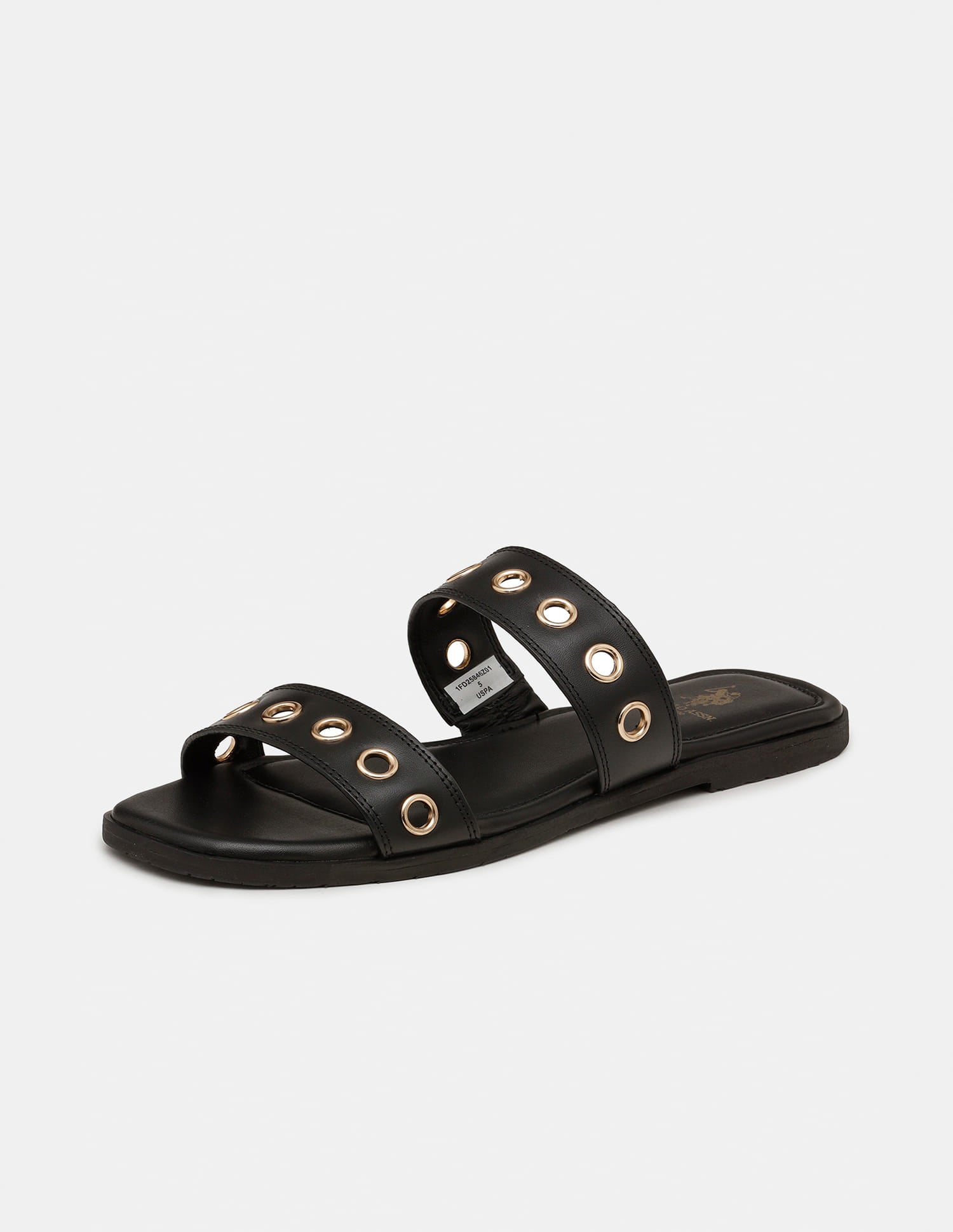 Women Naye Open Toe Eyelet Sandals Black - U.S. Polo Assn. India | Large
