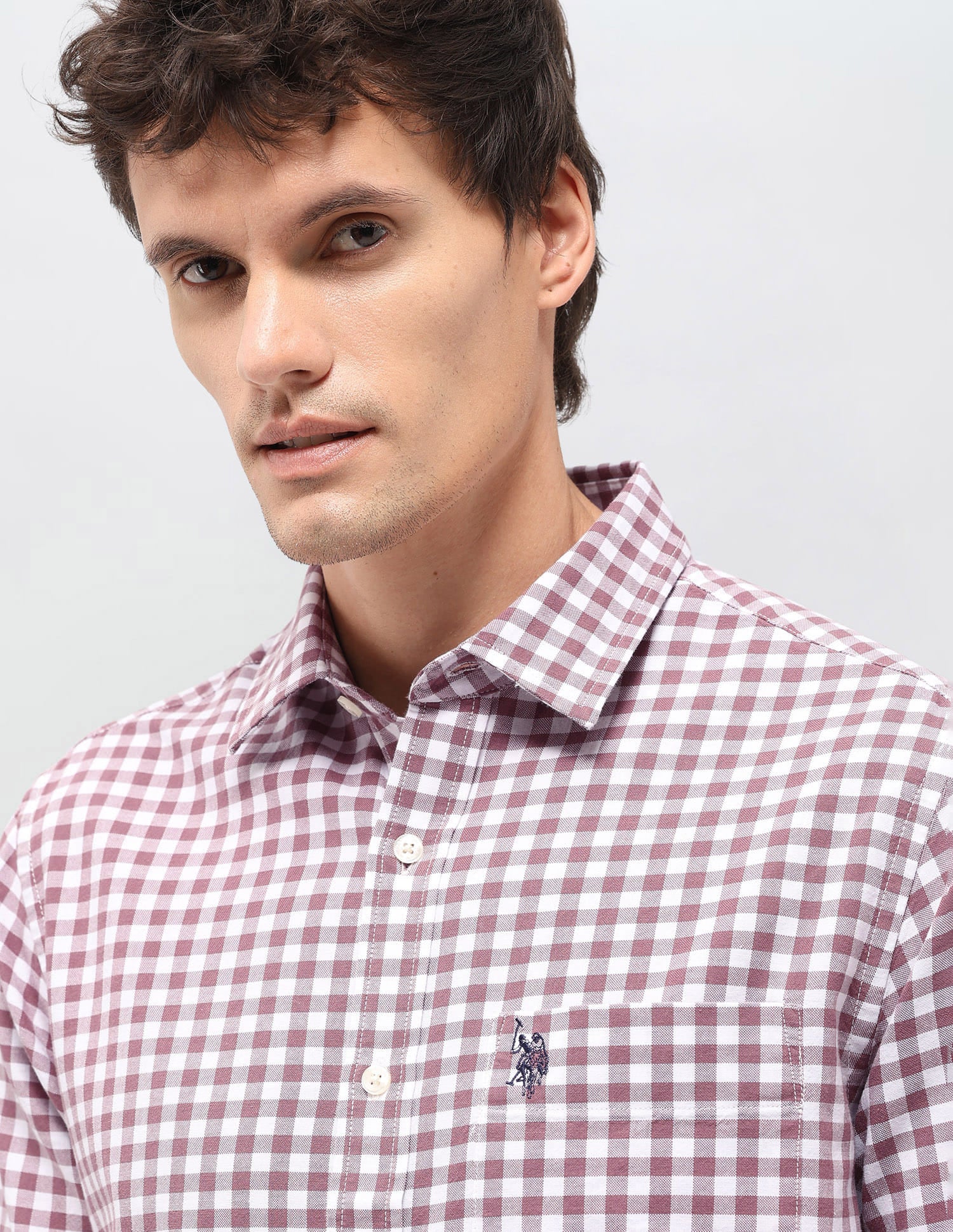 Gingham Checks Tailored Fit Shirt Pink - U.S. Polo Assn. India | Large