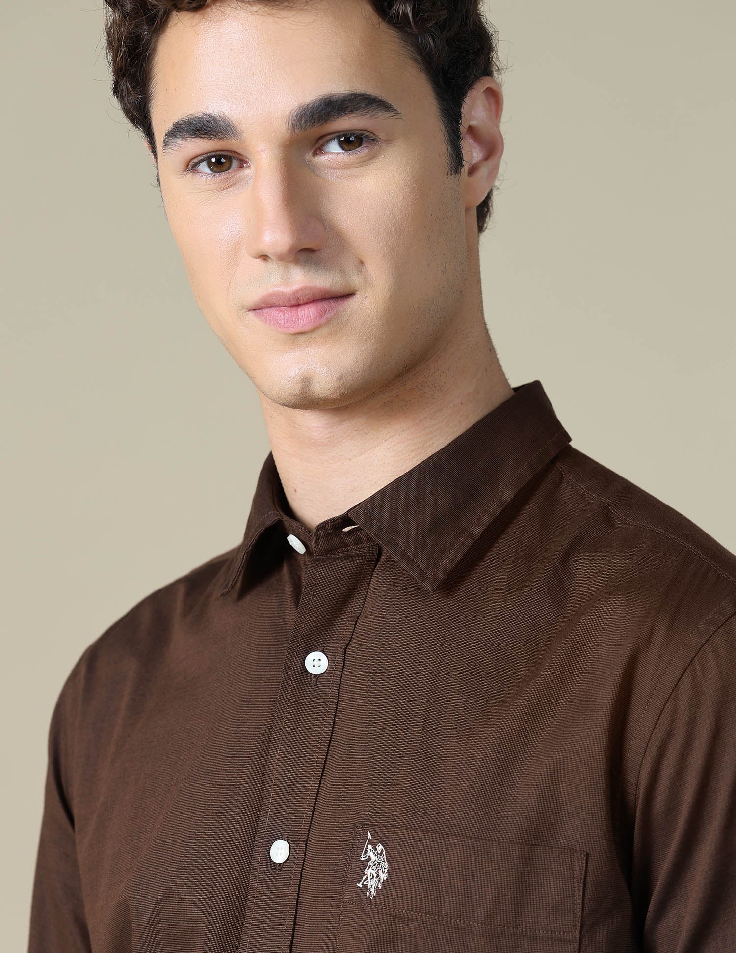 Solid Tailored Fit Shirt Choco - U.S. Polo Assn. India | Large