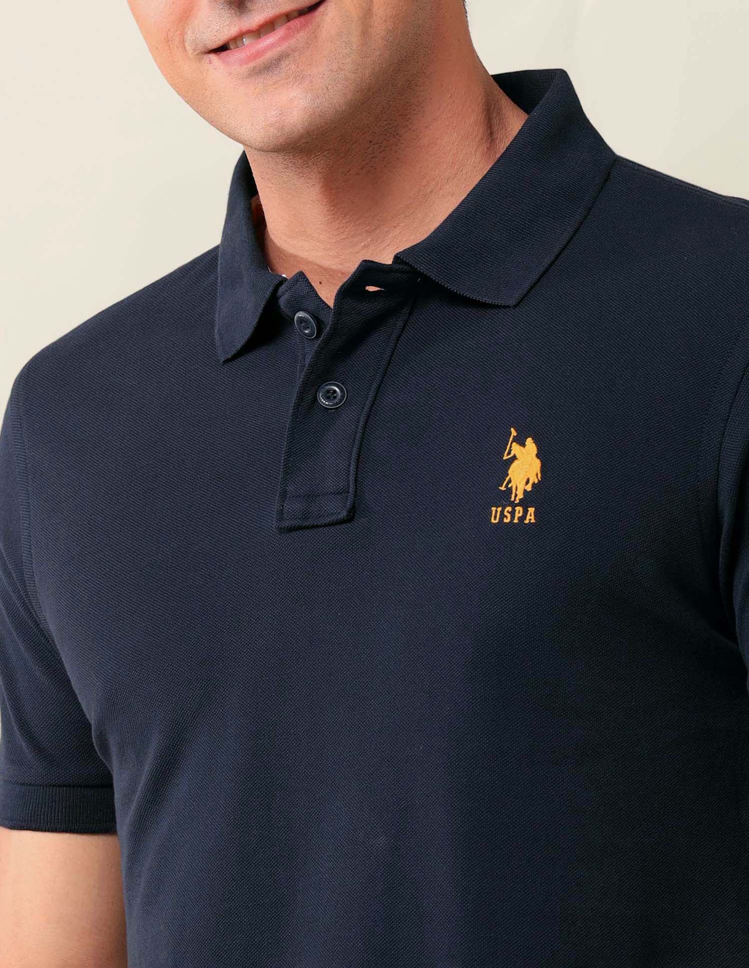 Solid Slim Fit Polo Shirt Navy - U.S. Polo Assn. India | Large