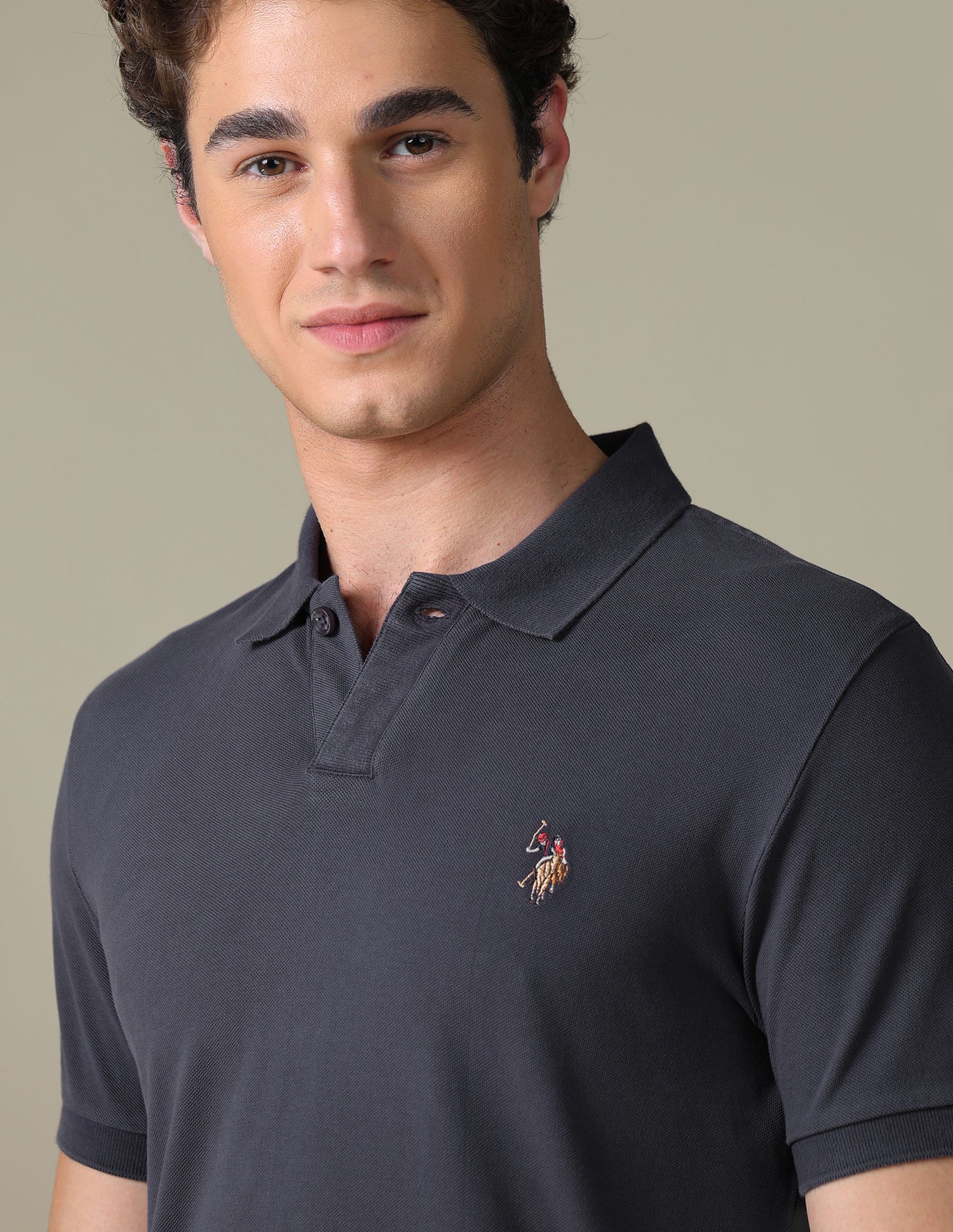 Solid Regular Fit Polo Shirt Dark Grey - U.S. Polo Assn. India | Large