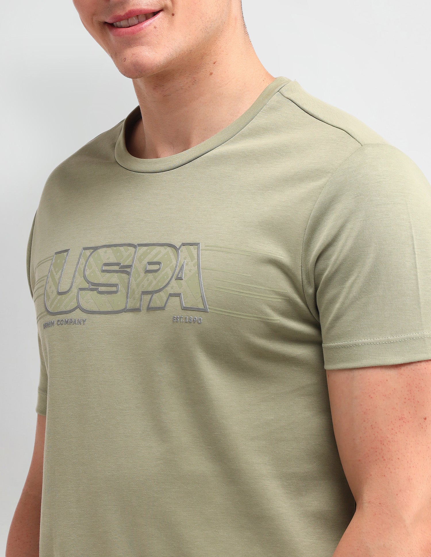 Brand Printed Muscle Fit T-Shirt Mint - U.S. Polo Assn. India | Large