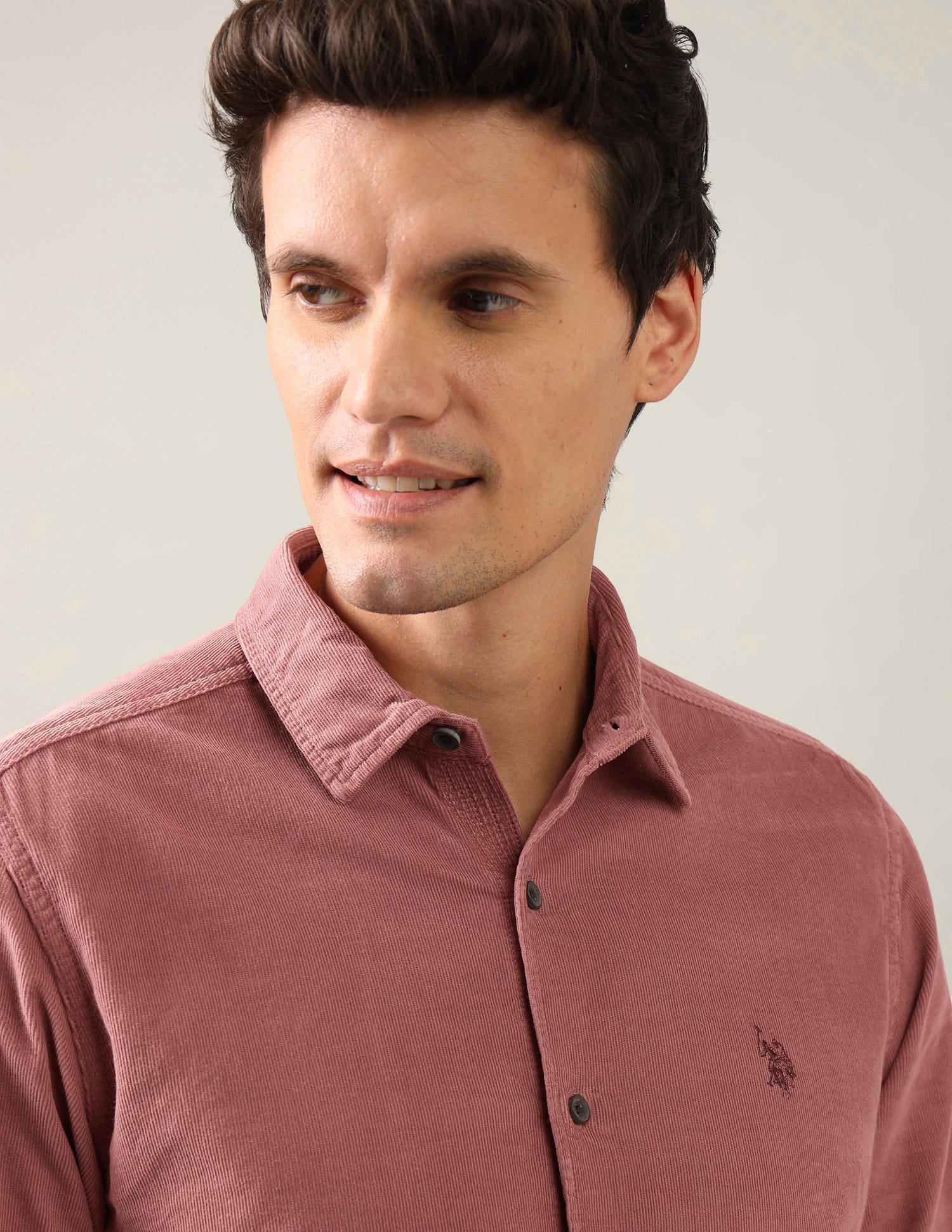 Regular Fit Corduroy Shirt Pink - U.S. Polo Assn. India | Large