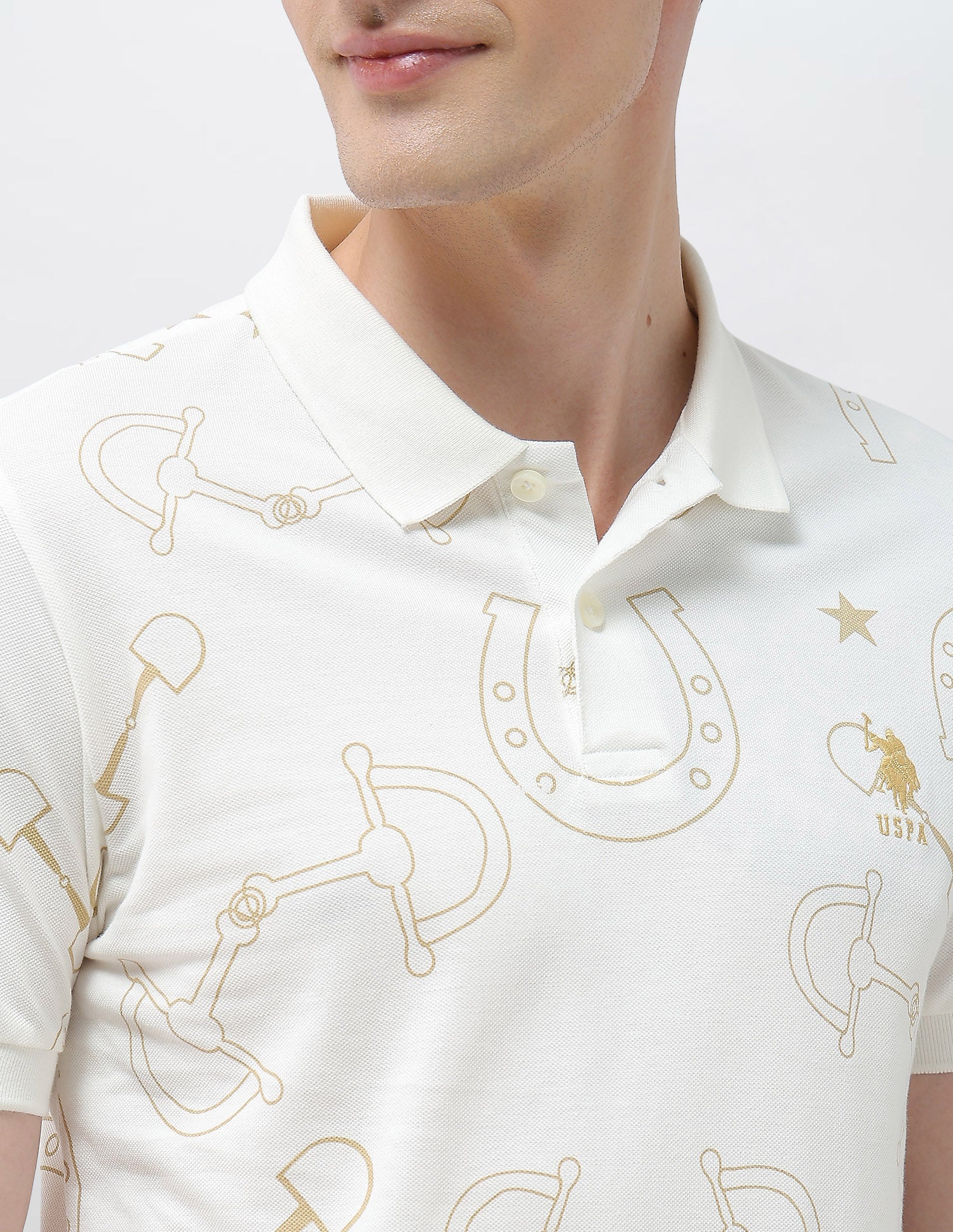 Graphic Motel On The Coast Polo Shirt Ivory - U.S. Polo Assn. India | Large