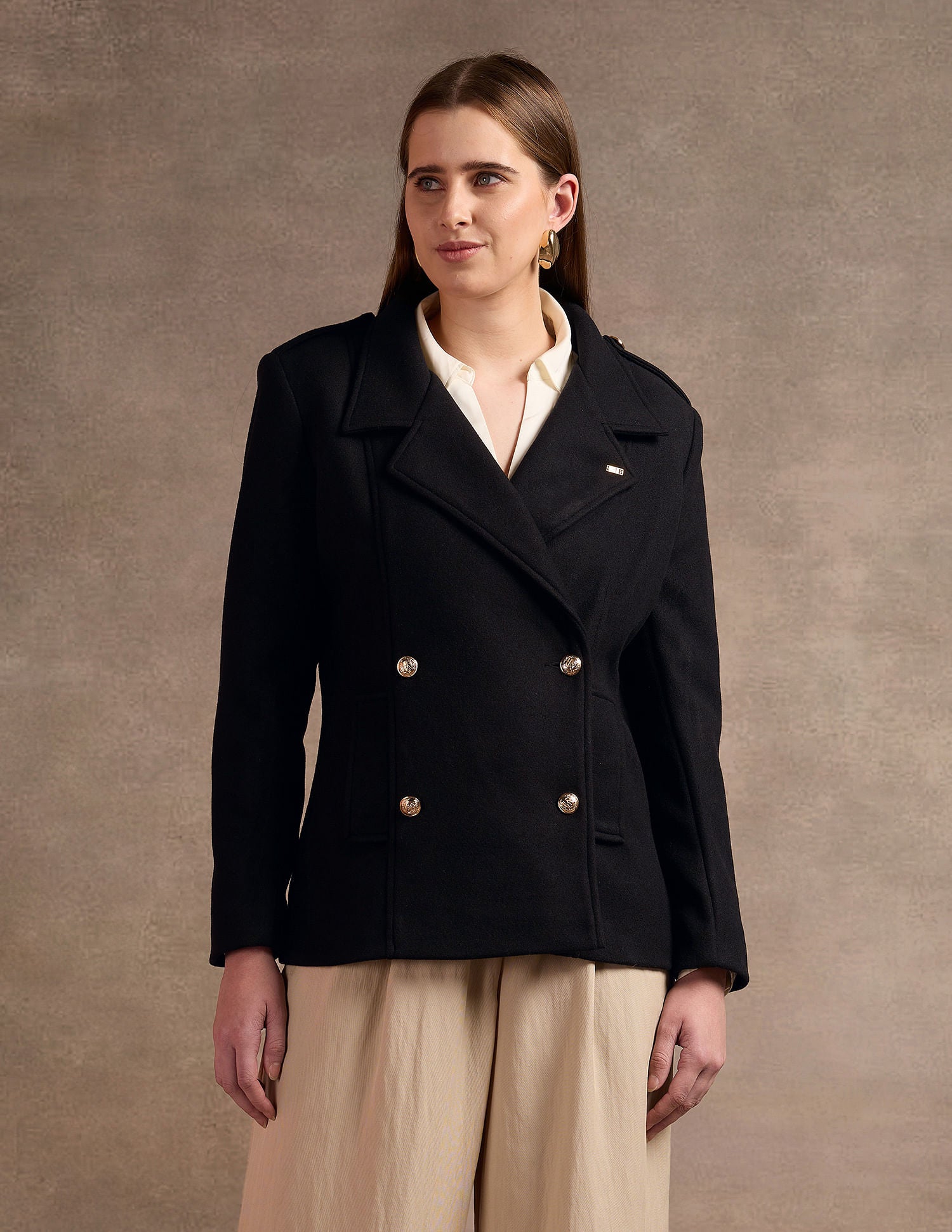 Double Breasted Longline Jacket Black - U.S. POLO ASSN. | Large