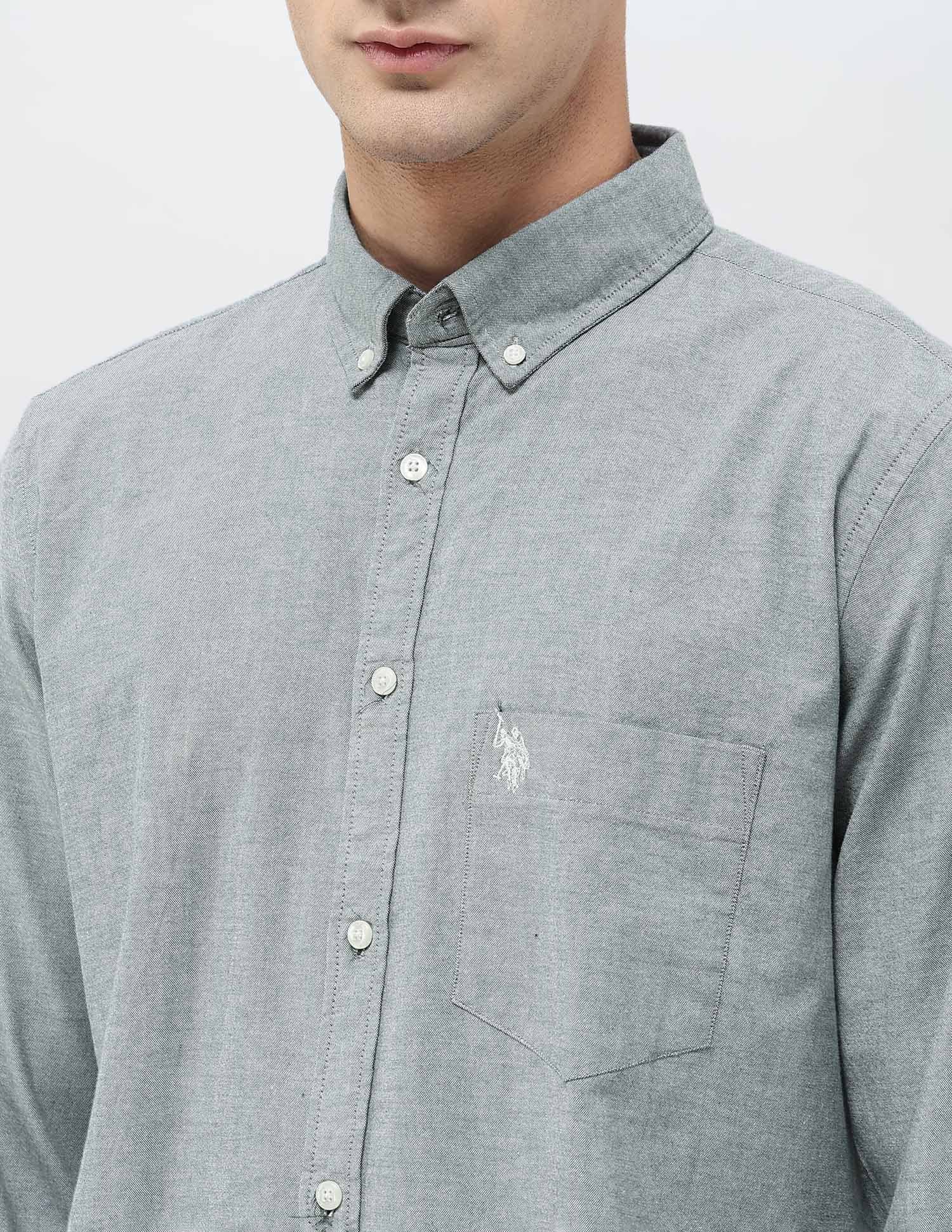 Tailored Fit Oxford Shirt Grey - U.S. Polo Assn. India | Large
