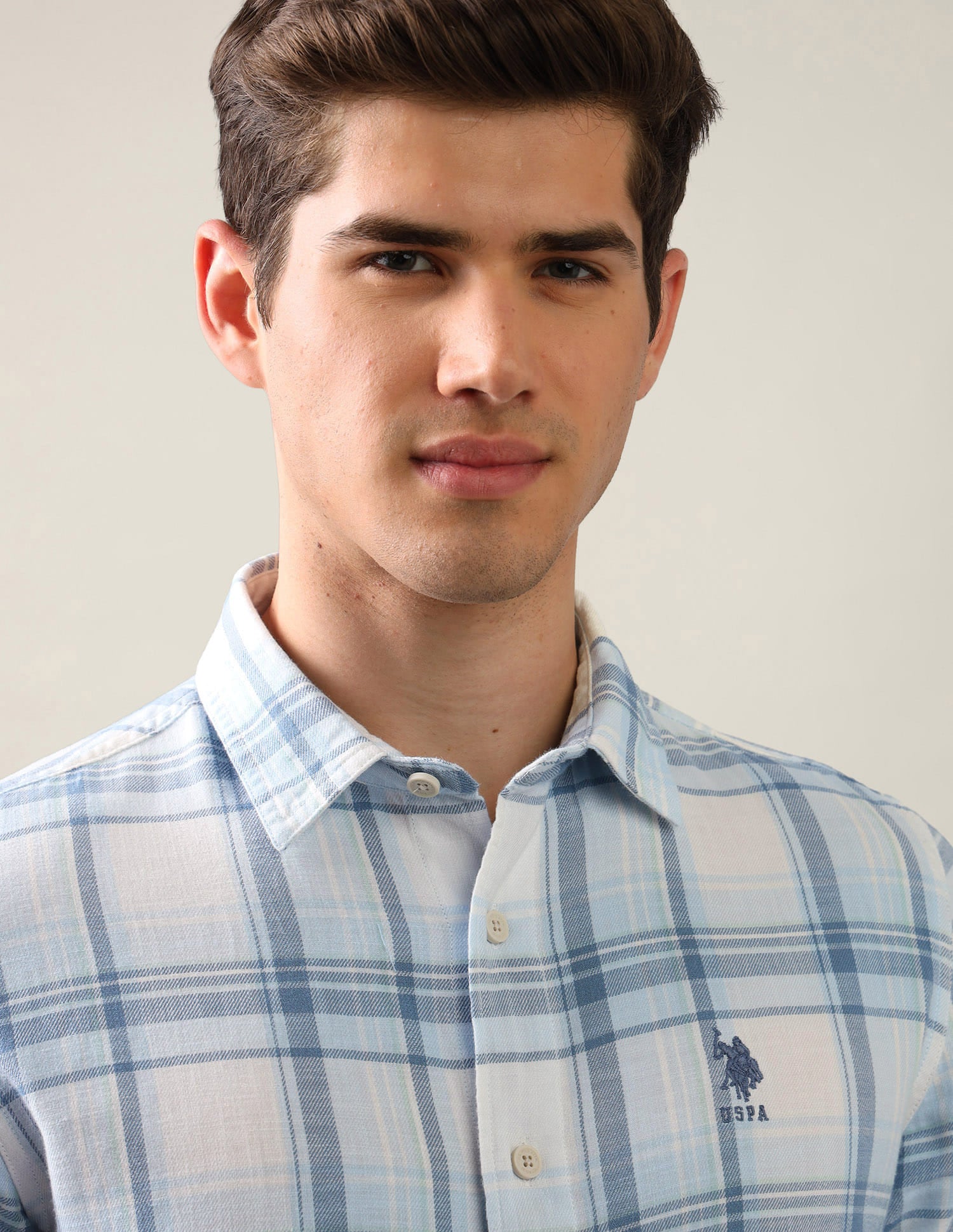 Tartan Checked Twill Shirt Blue - U.S. Polo Assn. India | Large