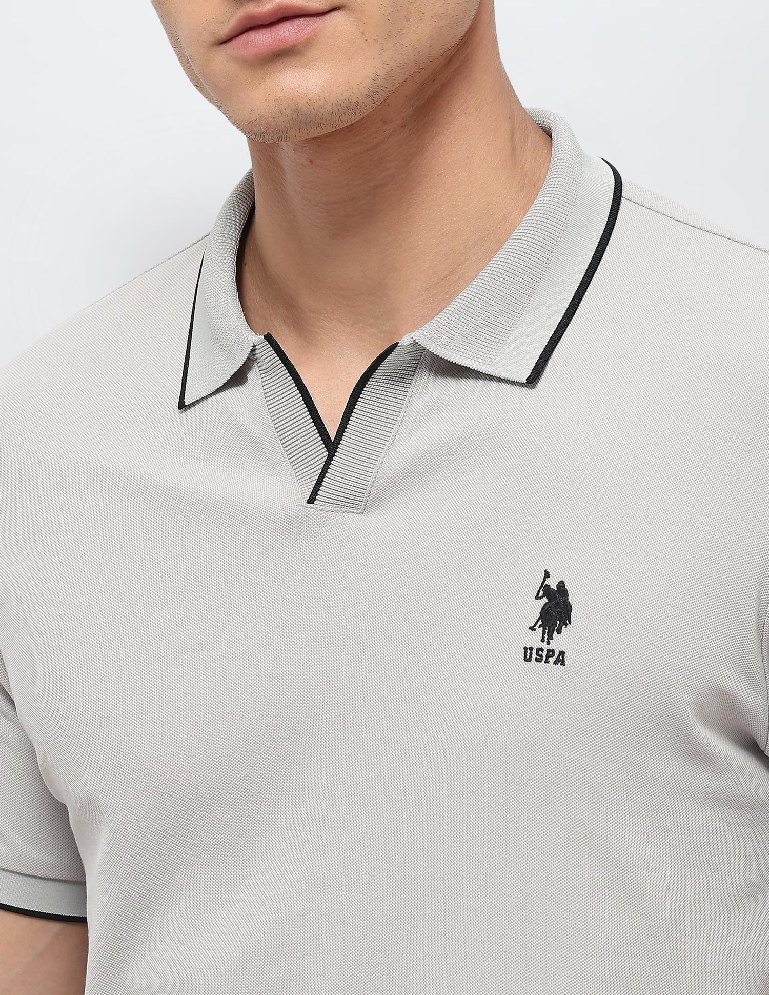 Solid Slim Fit Polo Shirt Light Grey - U.S. POLO ASSN. | Large