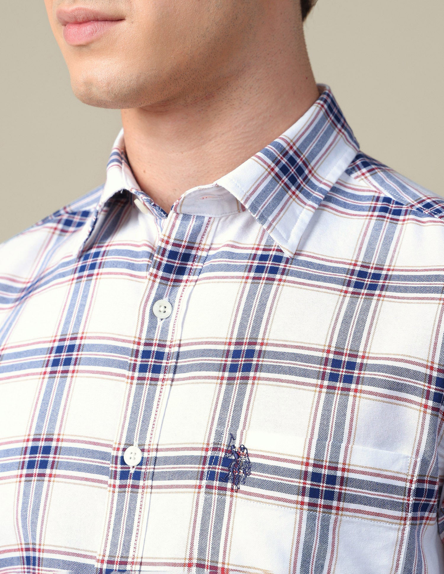 Tartan Checked Oxford Shirt White - U.S. Polo Assn. India | Large