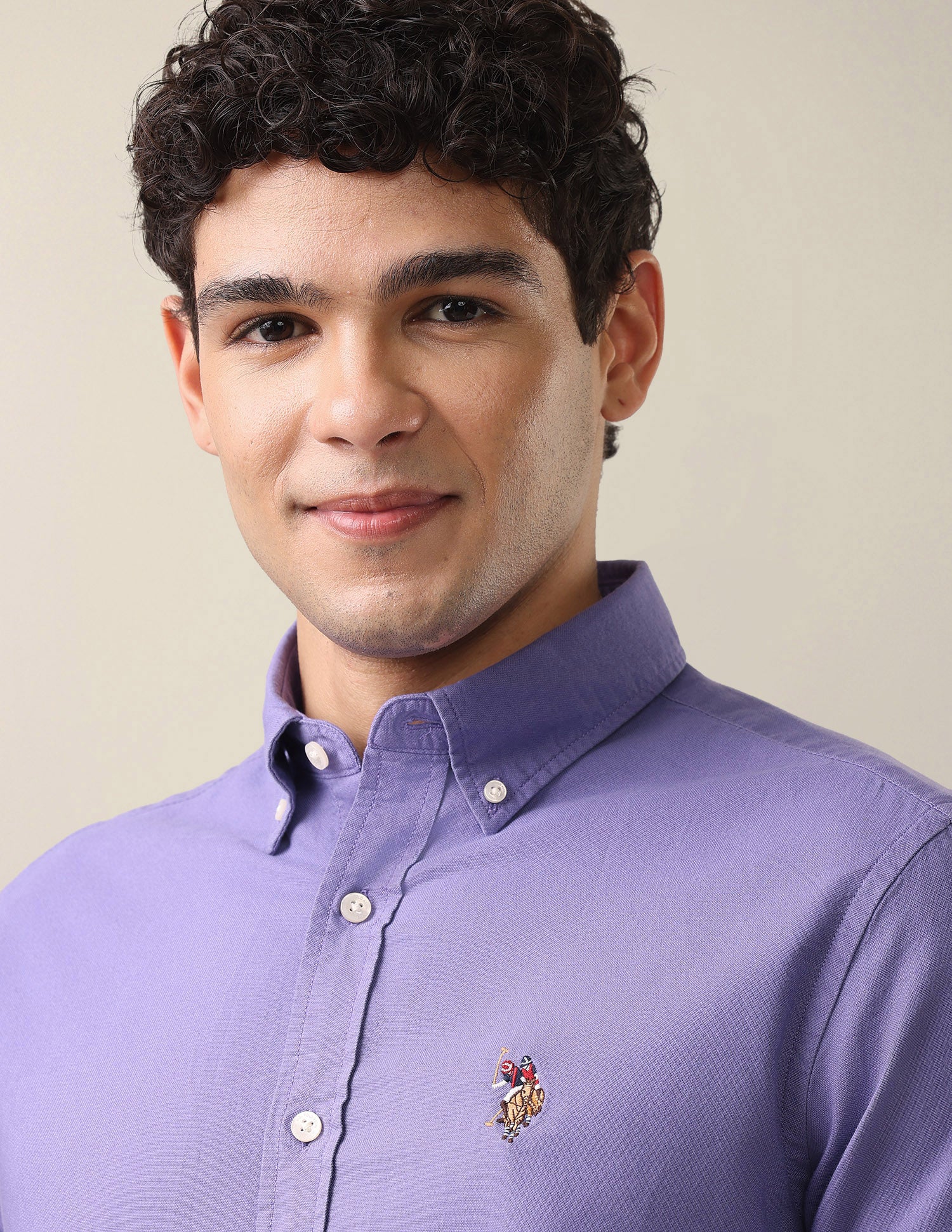 Oxford Tailored Fit Button-Down Collar Shirt Lavender - U.S. Polo Assn. India | Large